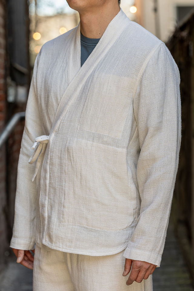 Hansen Garments Roman Loose Cut Eastern Jacket - Off White Gauze