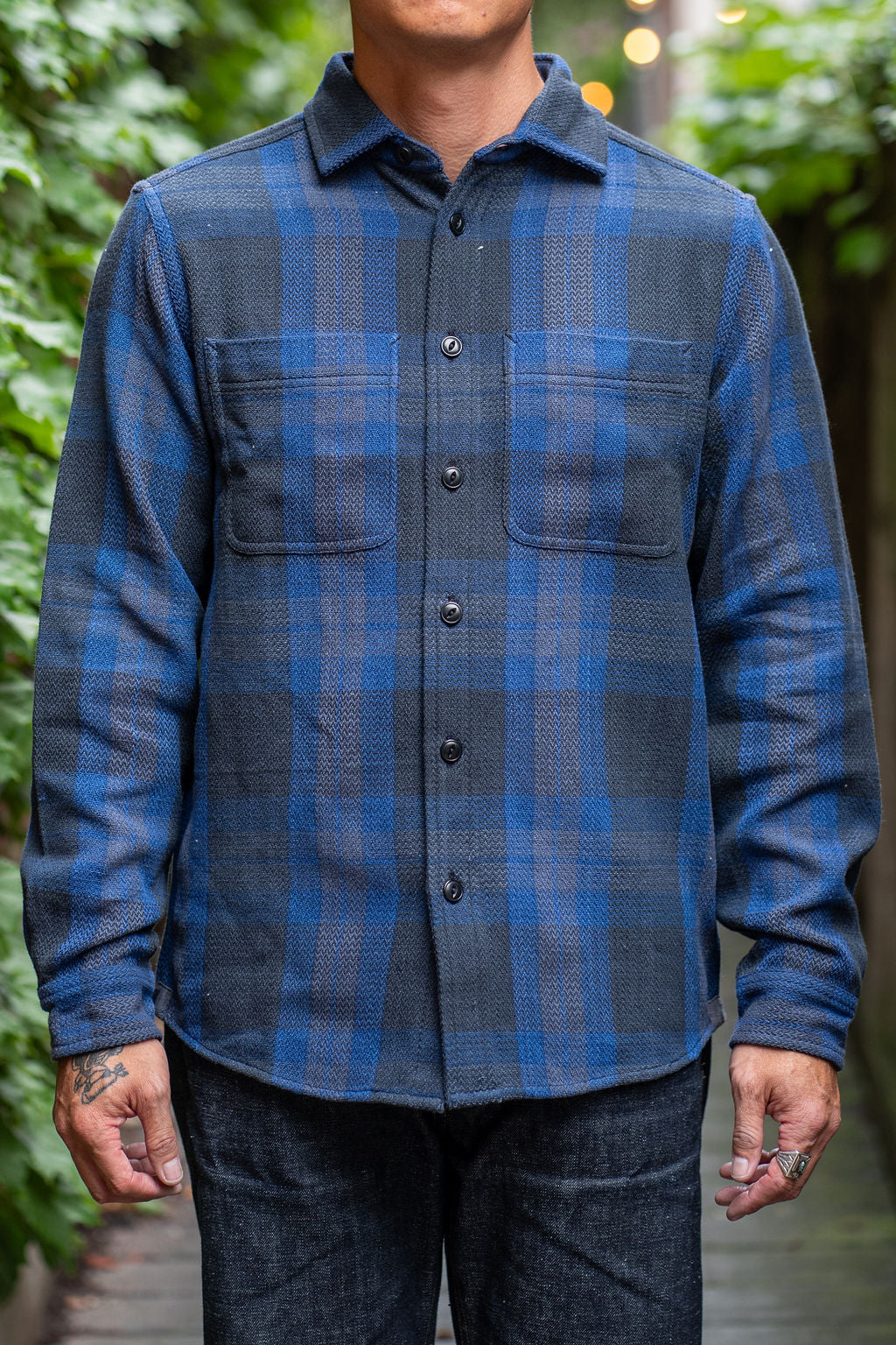 Indi + Ash Ames Workshirt - Indigo/Iron Handwoven Plaid