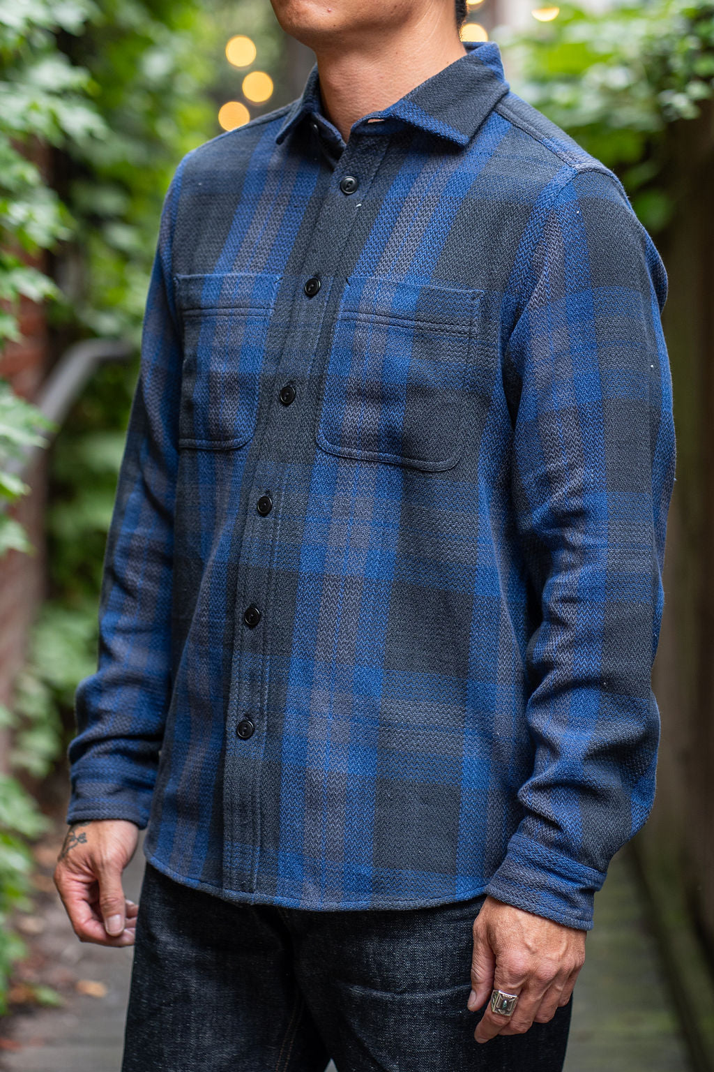Indi + Ash Ames Workshirt - Indigo/Iron Handwoven Plaid