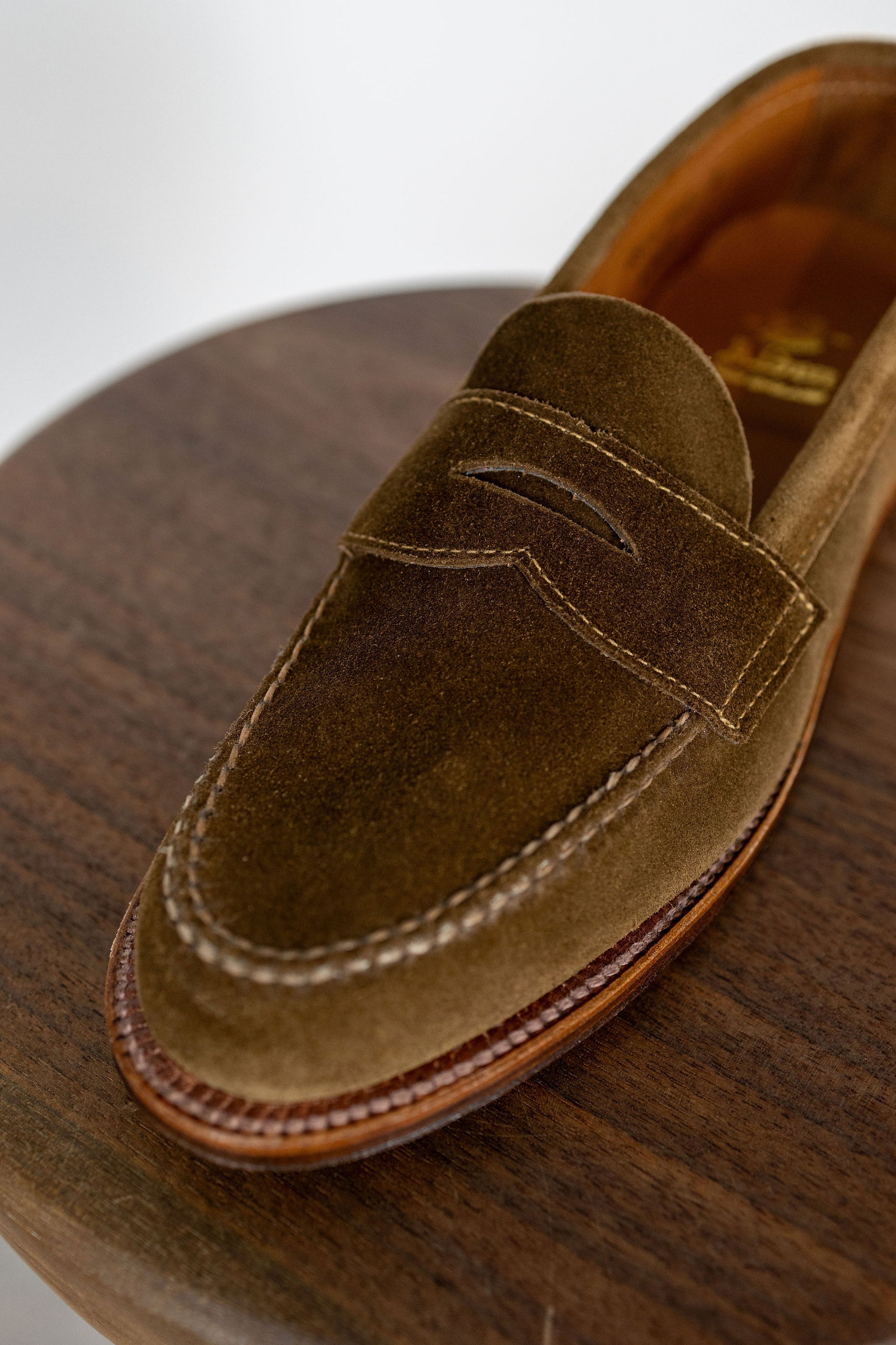 Alden 6243F Unlined Leisure Handsewn Penny Loafer LHS - Snuff Suede