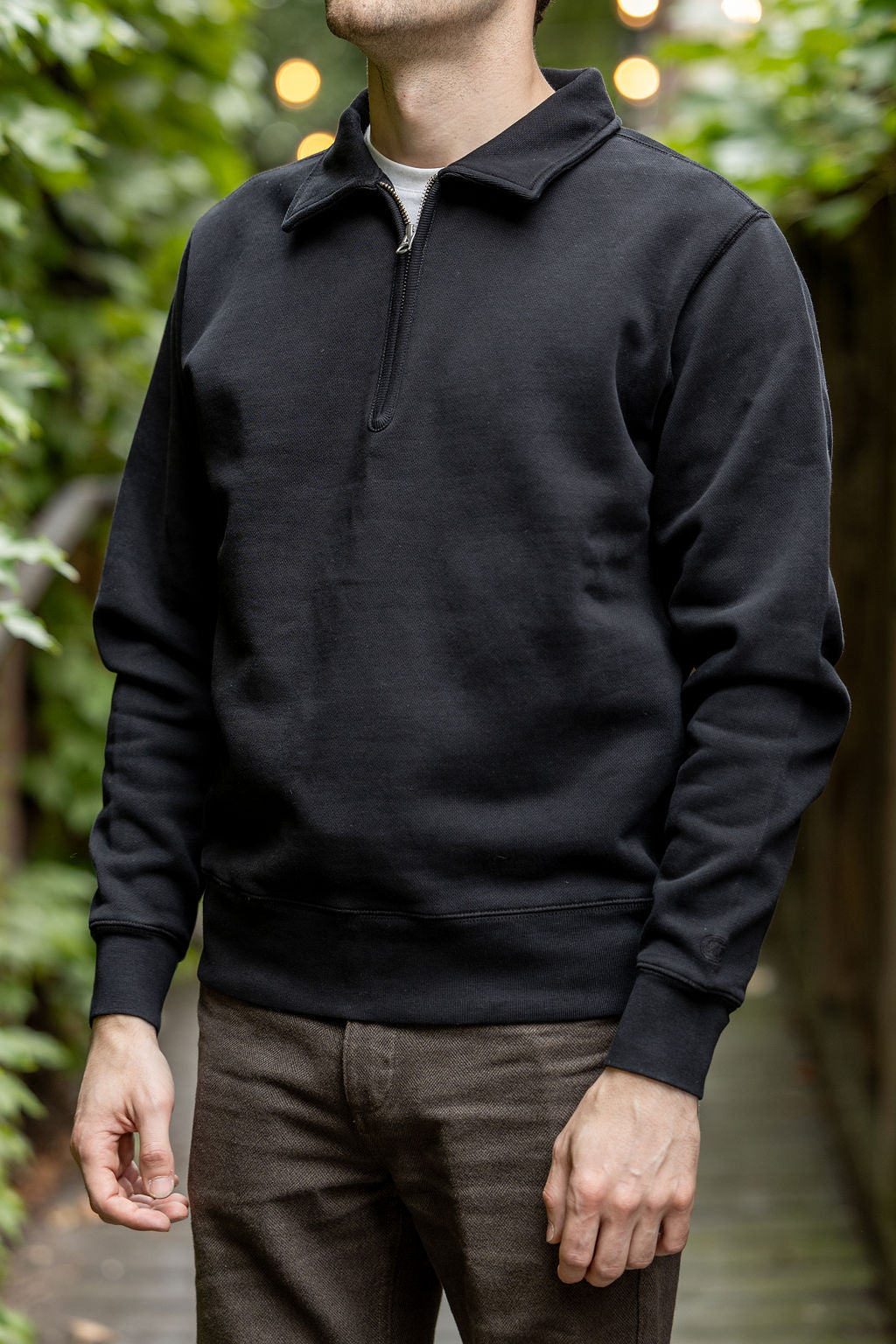 Knickerbocker Stadium Loft Knit Quarter Zip - Black