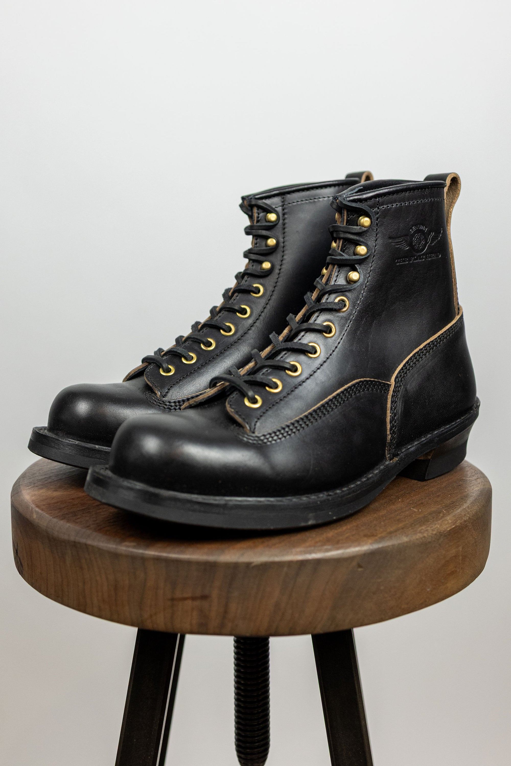 The Flat Head FN-FB-004 Horsehide Logger Boots - Black
