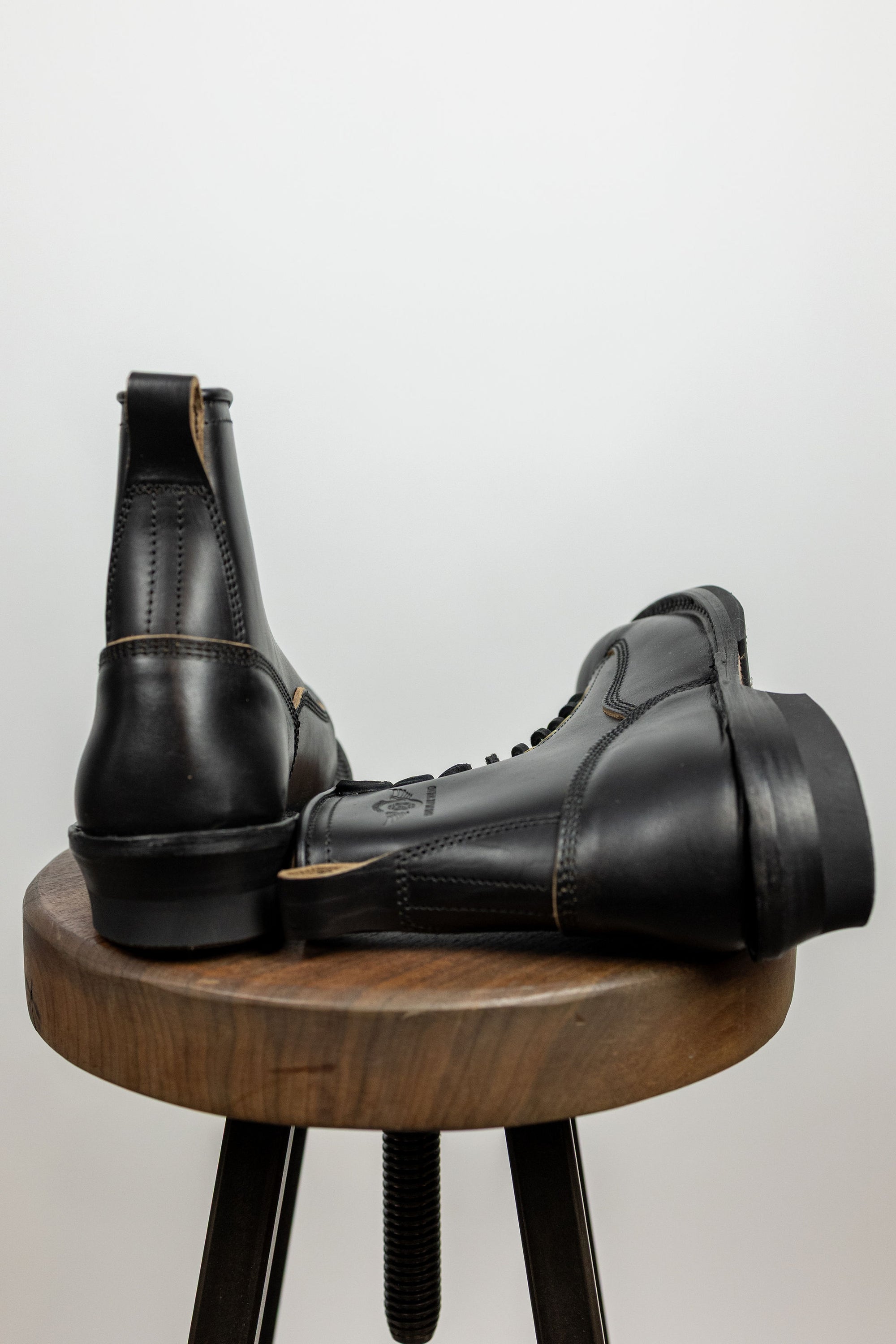 The Flat Head FN-FB-004 Horsehide Logger Boots - Black