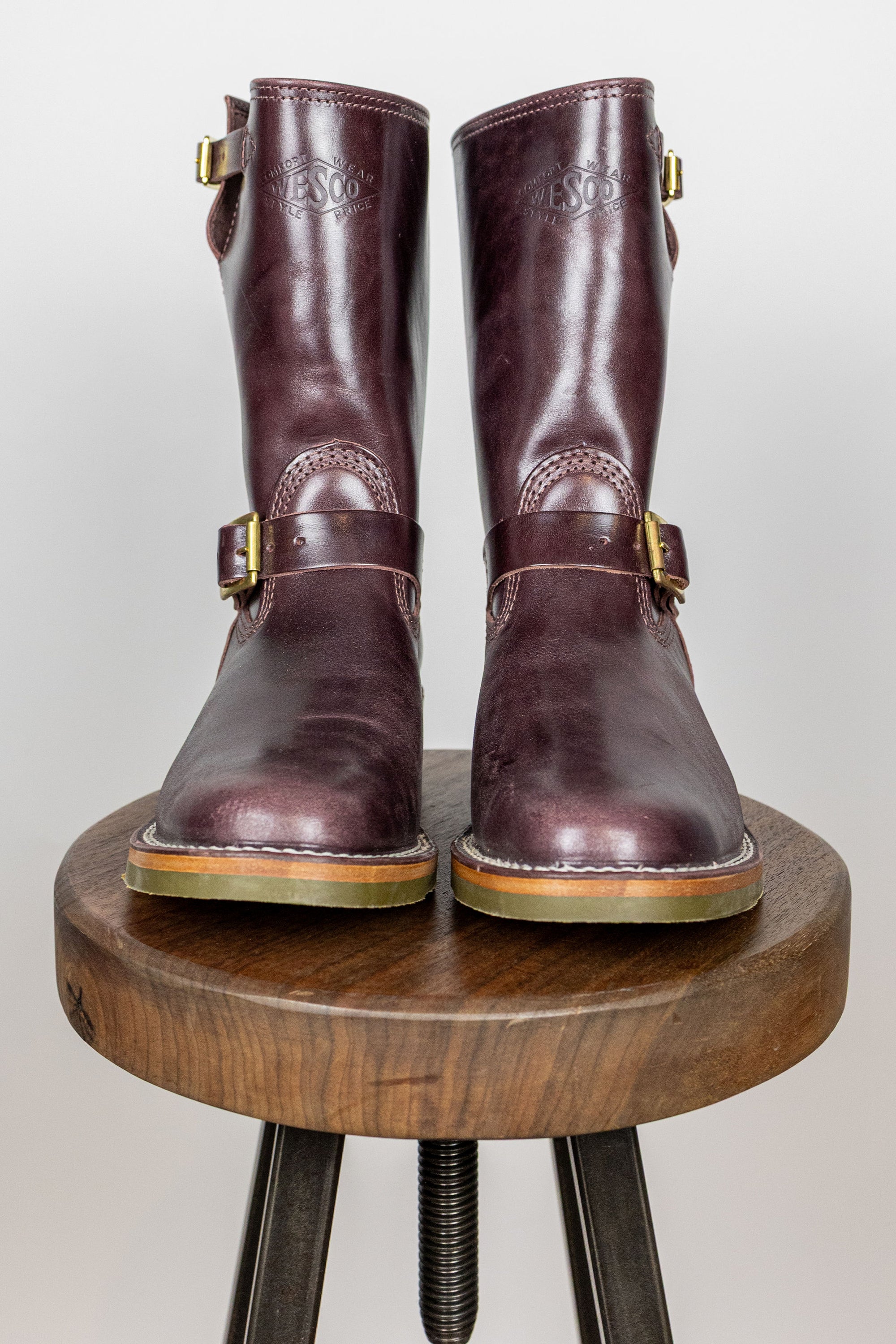 Wesco Boots Mister Lou - Maryam Burgundy Horsehide Green Super Grip Sole