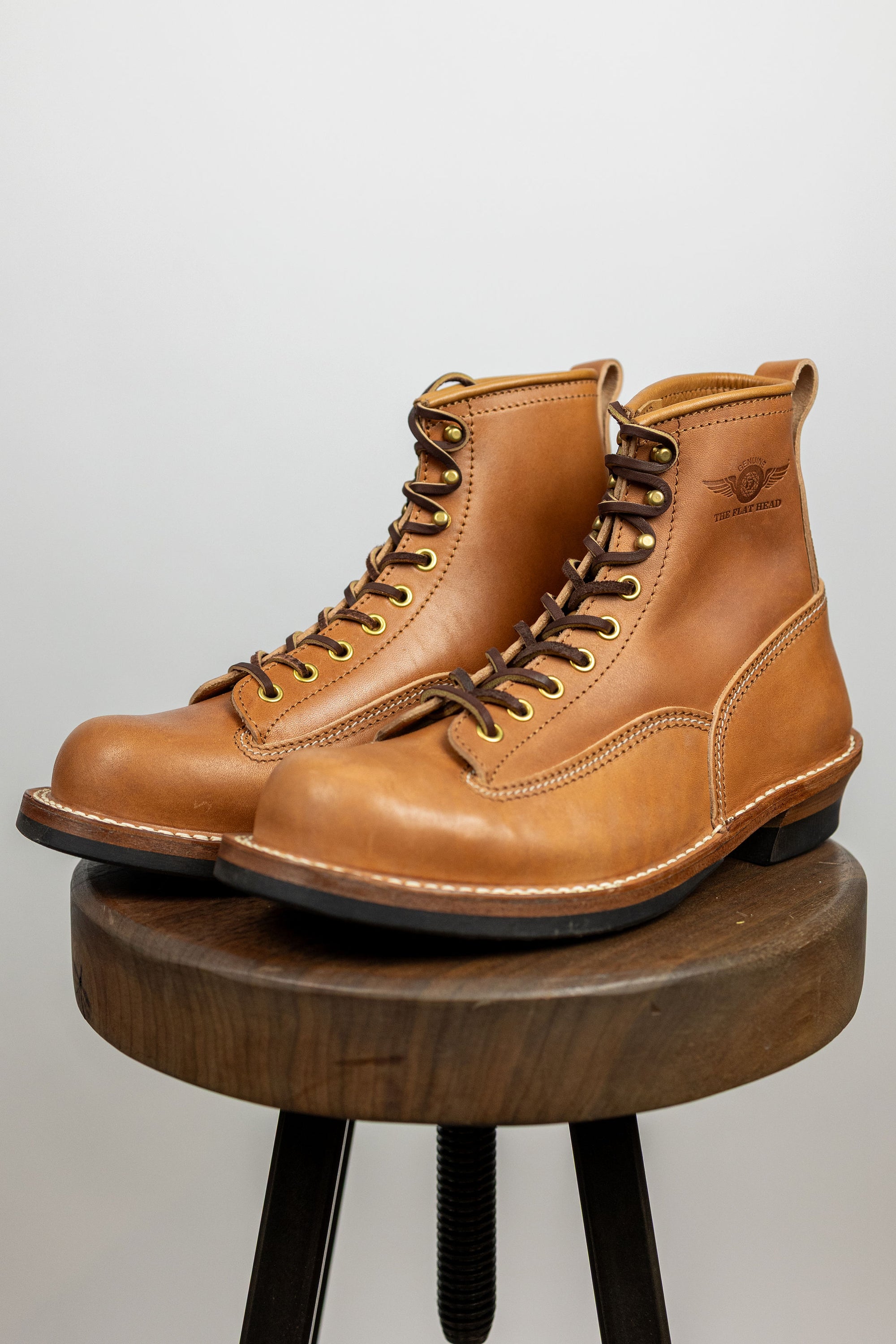 The Flat Head FN-FB-004 Horsehide Logger Boots - Beige