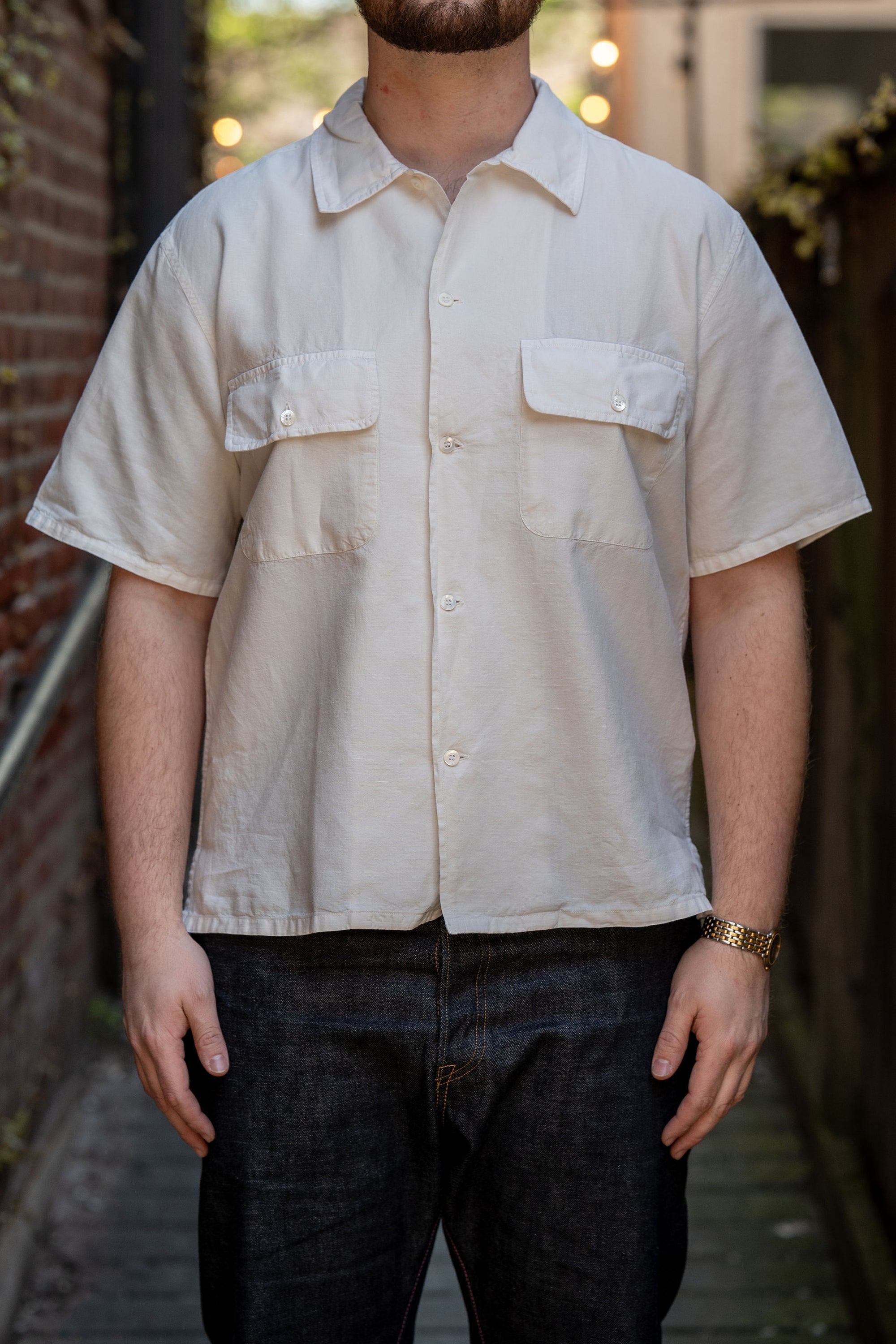 Knickerbocker Mar Cotton & Linen Shirt - Bone