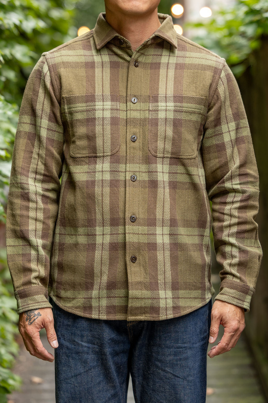 Indi + Ash Ames Workshirt - Forest Shadow Handwoven Plaid
