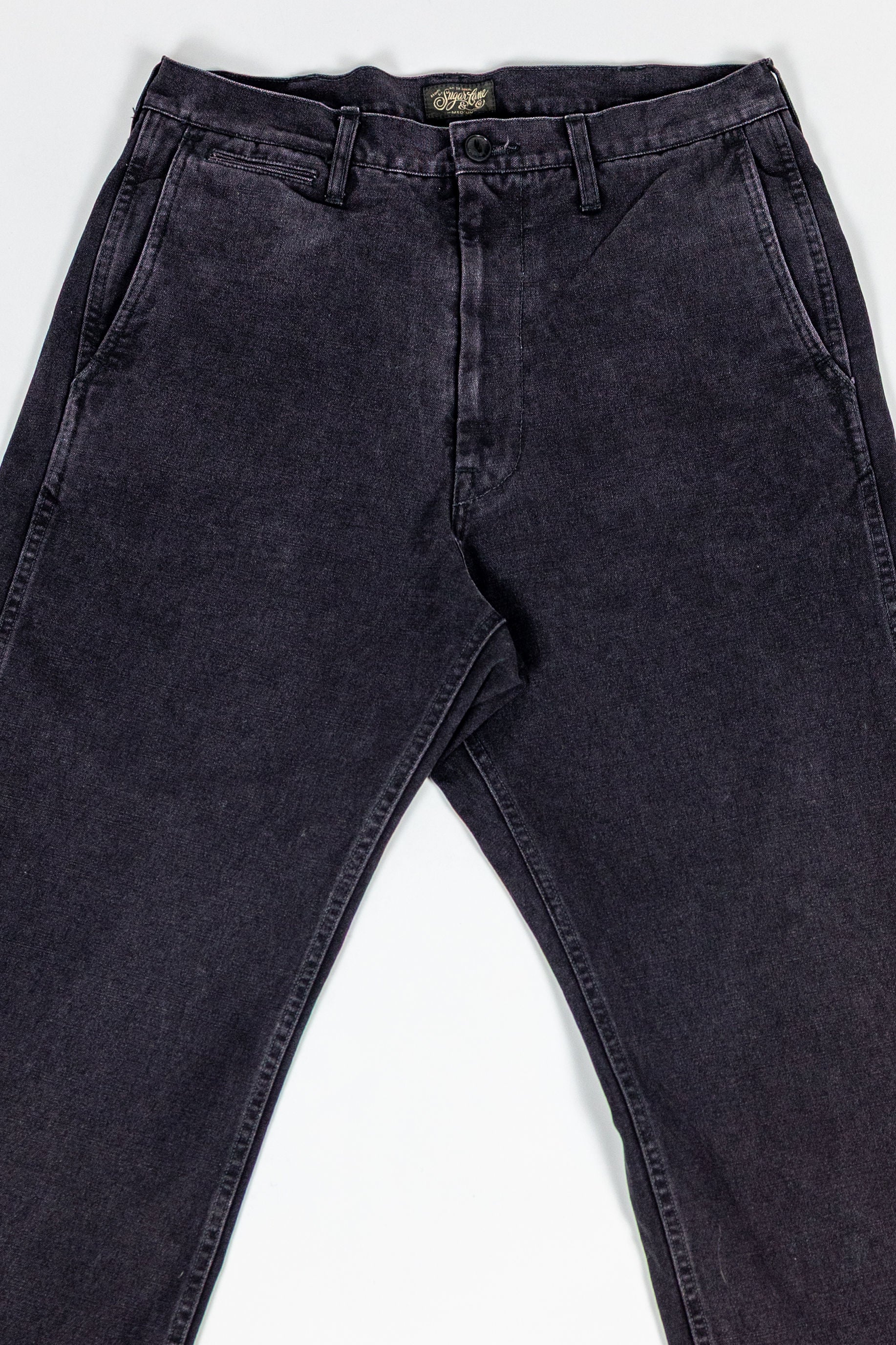 Sugar Cane Cotton Duck Wide Trousers - Aged Model Black