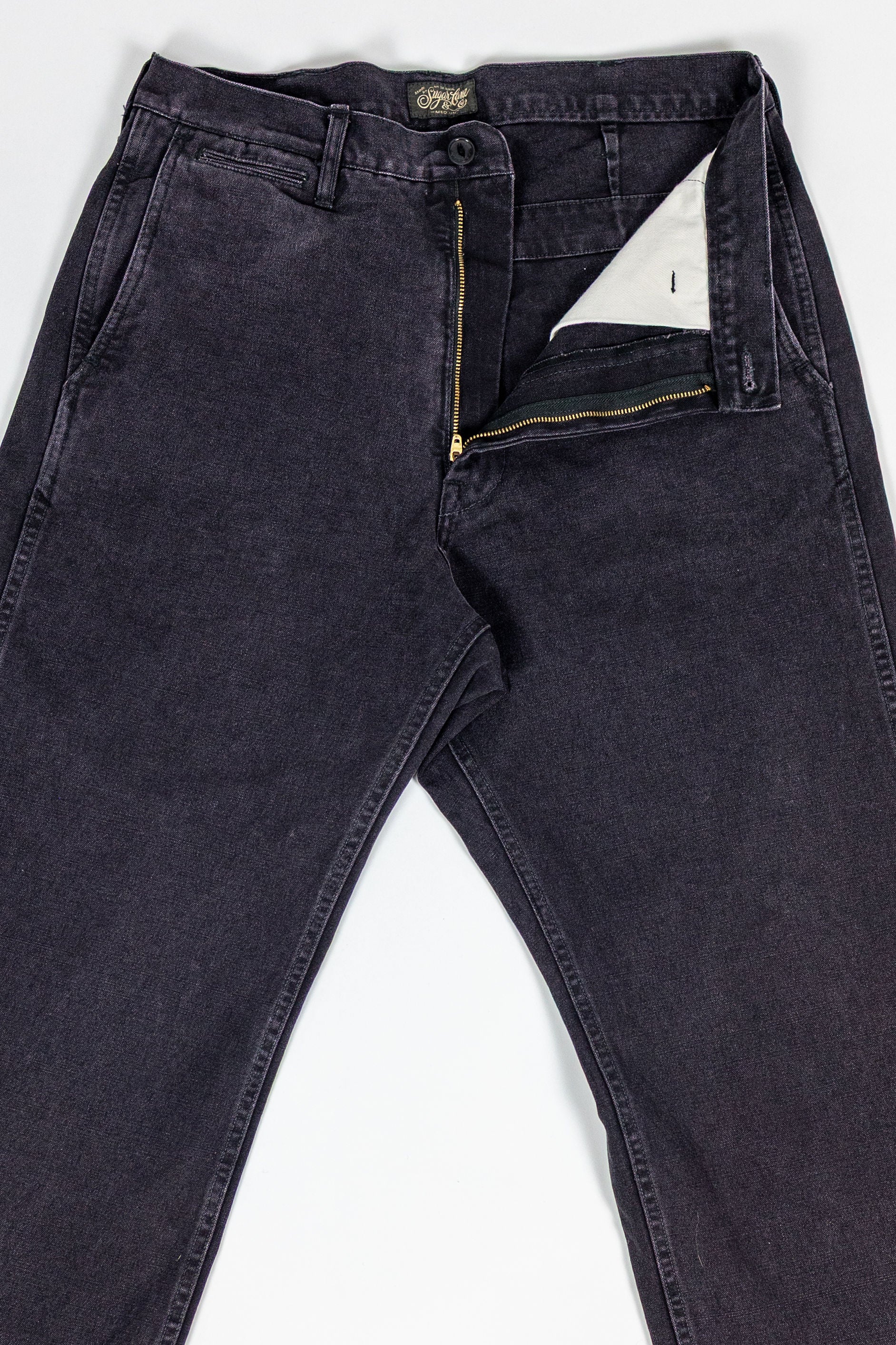 Sugar Cane Cotton Duck Wide Trousers - Aged Model Black