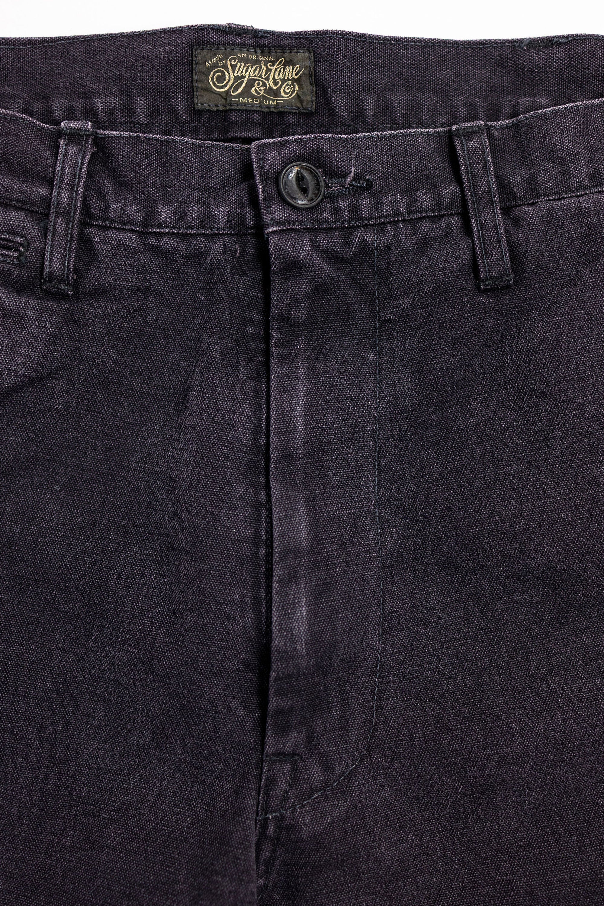 Sugar Cane Cotton Duck Wide Trousers - Aged Model Black