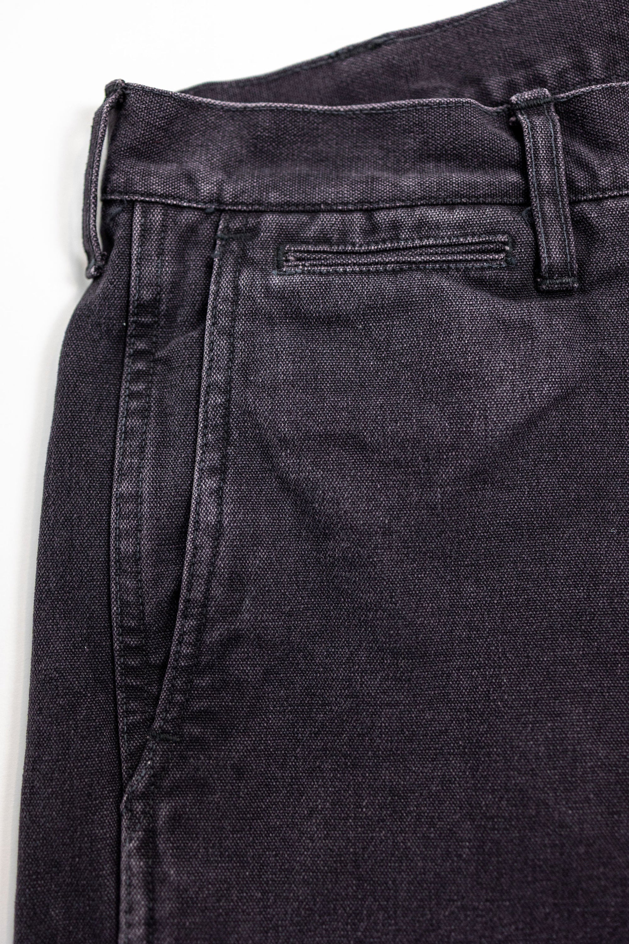 Sugar Cane Cotton Duck Wide Trousers - Aged Model Black