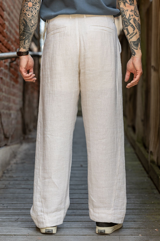 Hansen Garments Bobby Wide Pleated Trousers - Off White Gauze