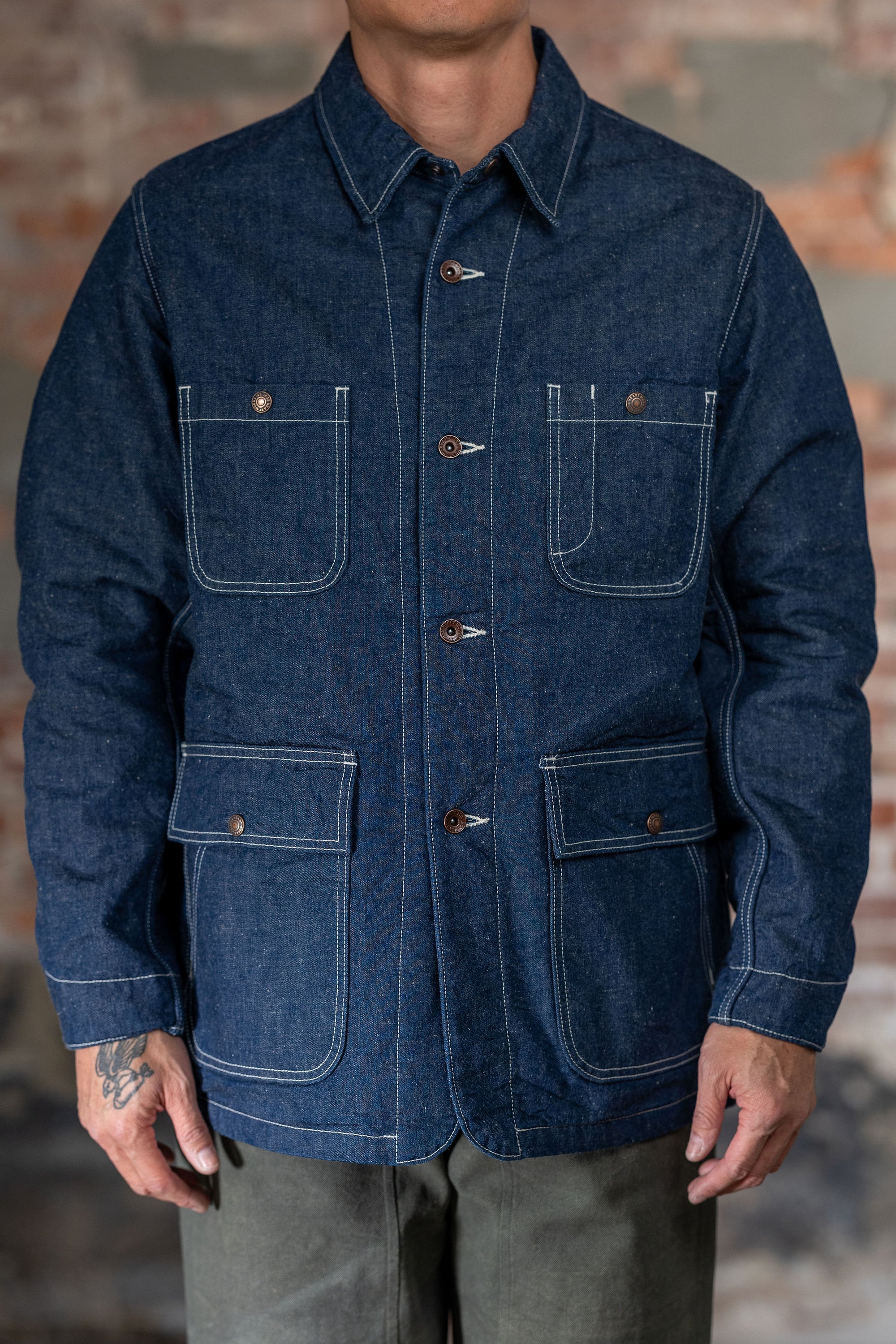 Iron Heart IHJ-149-IND Blanket Lined Chore Jacket - 10oz Selvedge Indigo