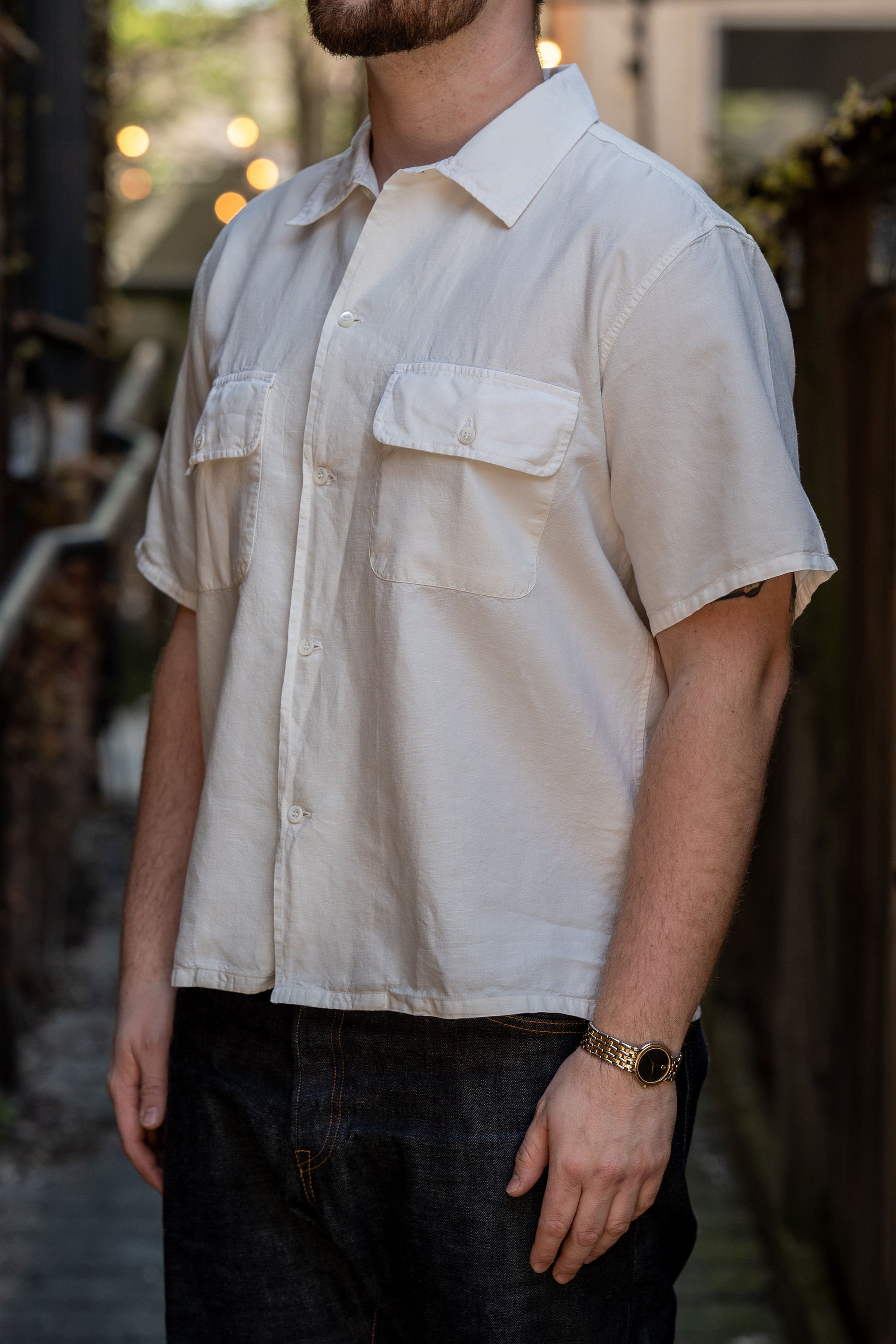 Knickerbocker Mar Cotton & Linen Shirt - Bone