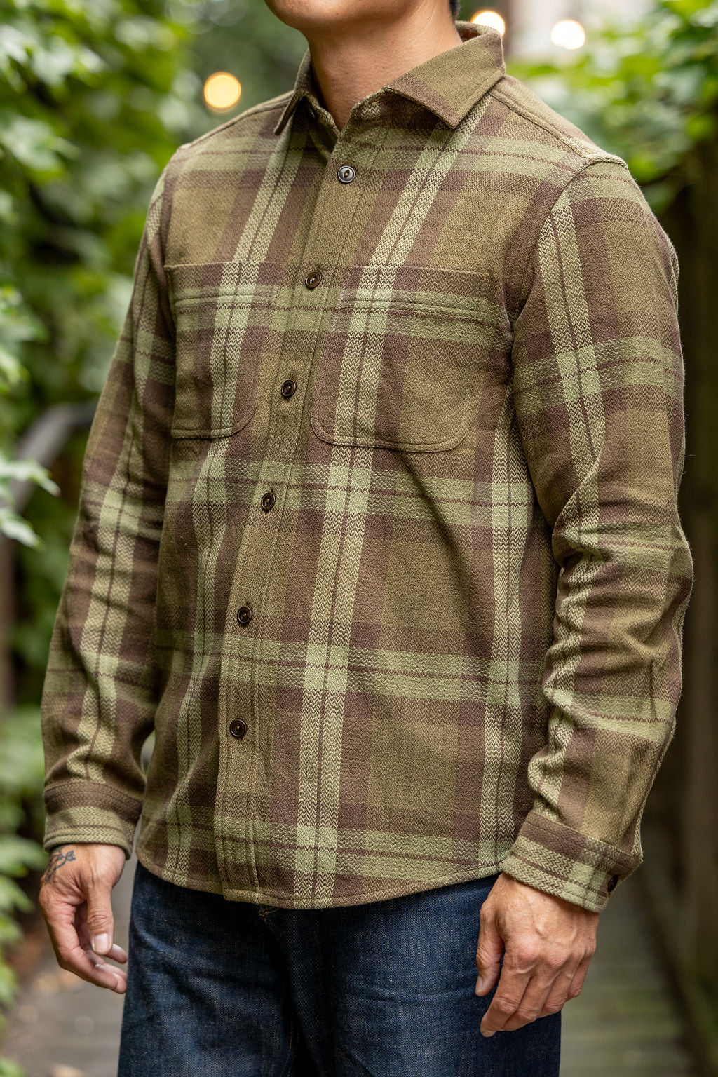 Indi + Ash Ames Workshirt - Forest Shadow Handwoven Plaid