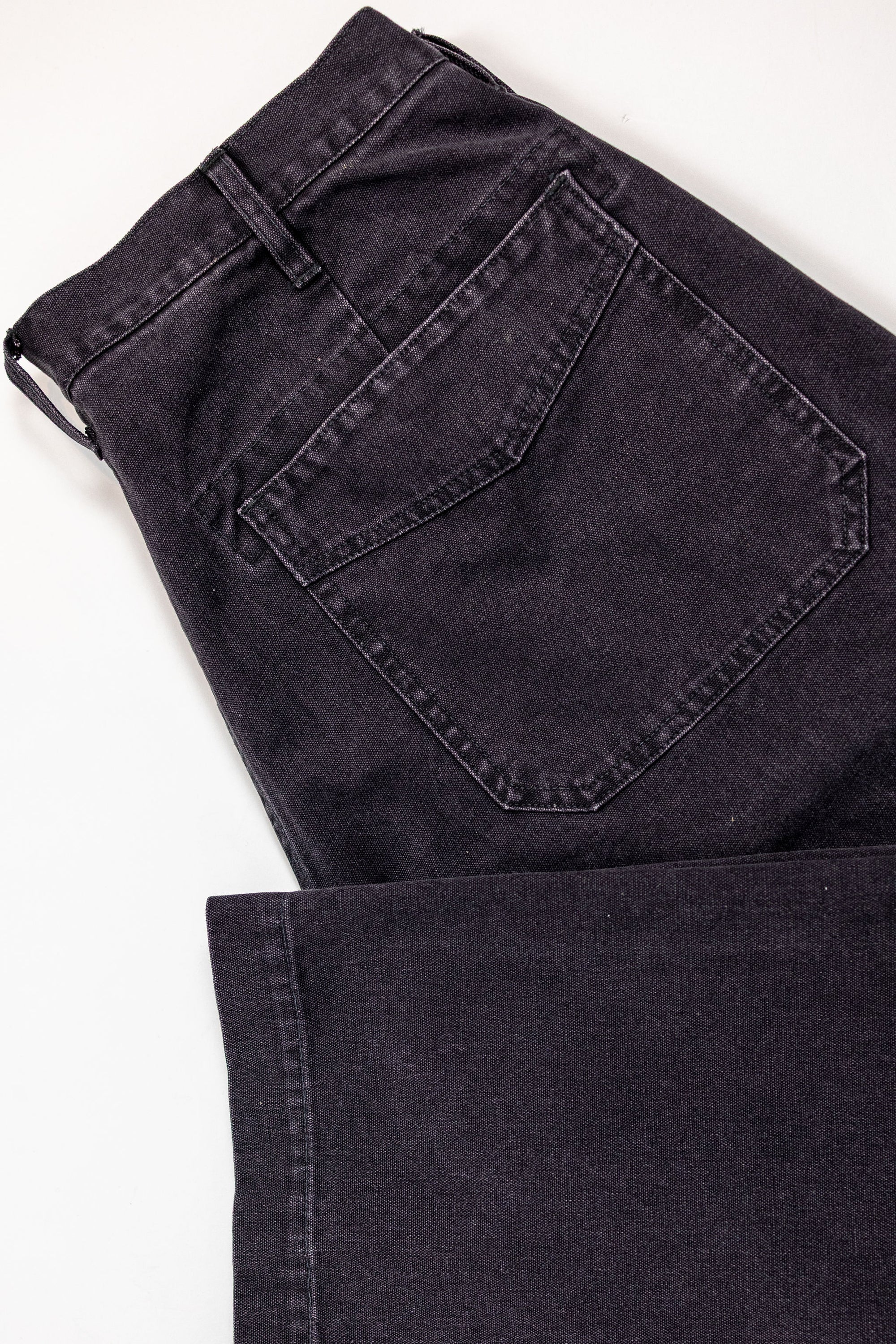 Sugar Cane Cotton Duck Wide Trousers - Aged Model Black