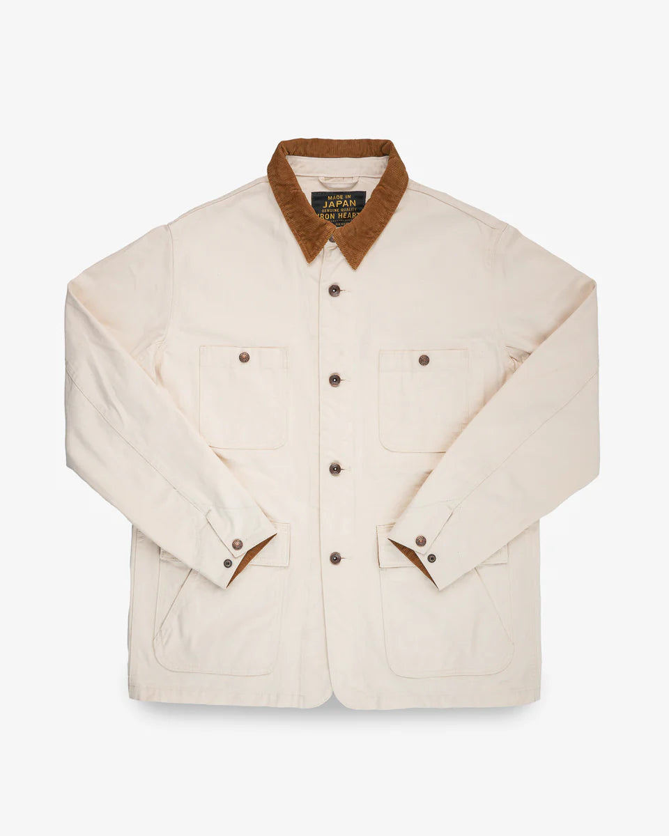 Iron Heart IHJ-148-IVO 10oz Kurashikizome Organic Cotton Duck Chore Jacket - Ivory