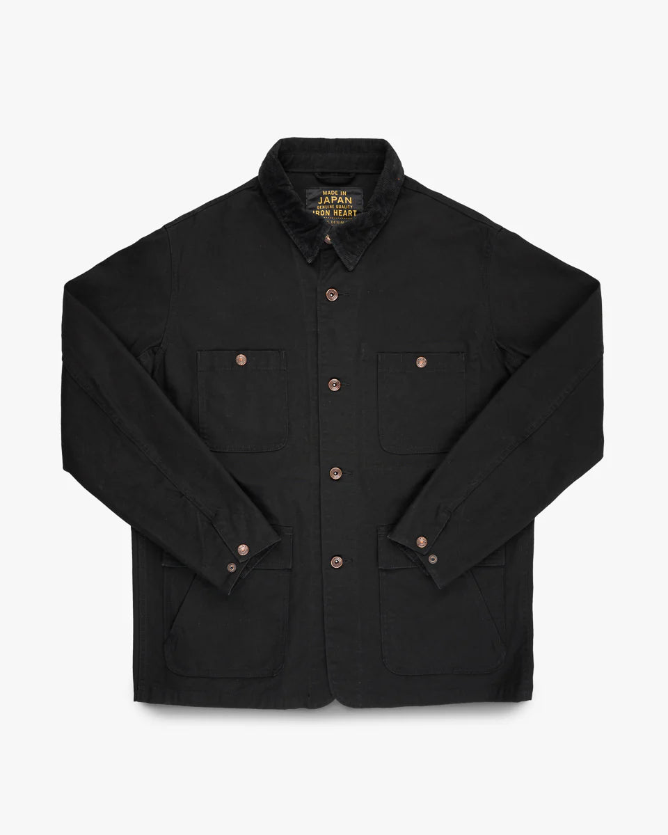 Iron Heart IHJ-148-BLK 10oz Kurashikizome Organic Cotton Duck Chore Jacket - Black