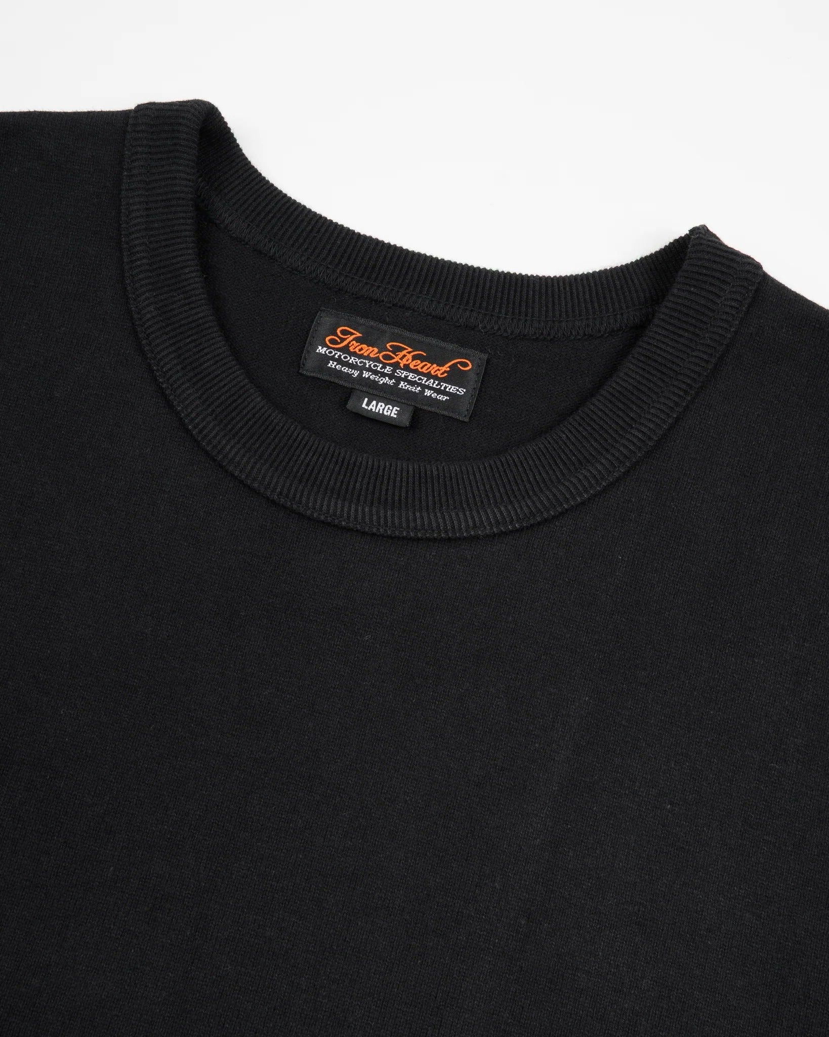 Iron Heart IHT-1600 11oz Cotton Knit Crew Neck T-Shirt - Black