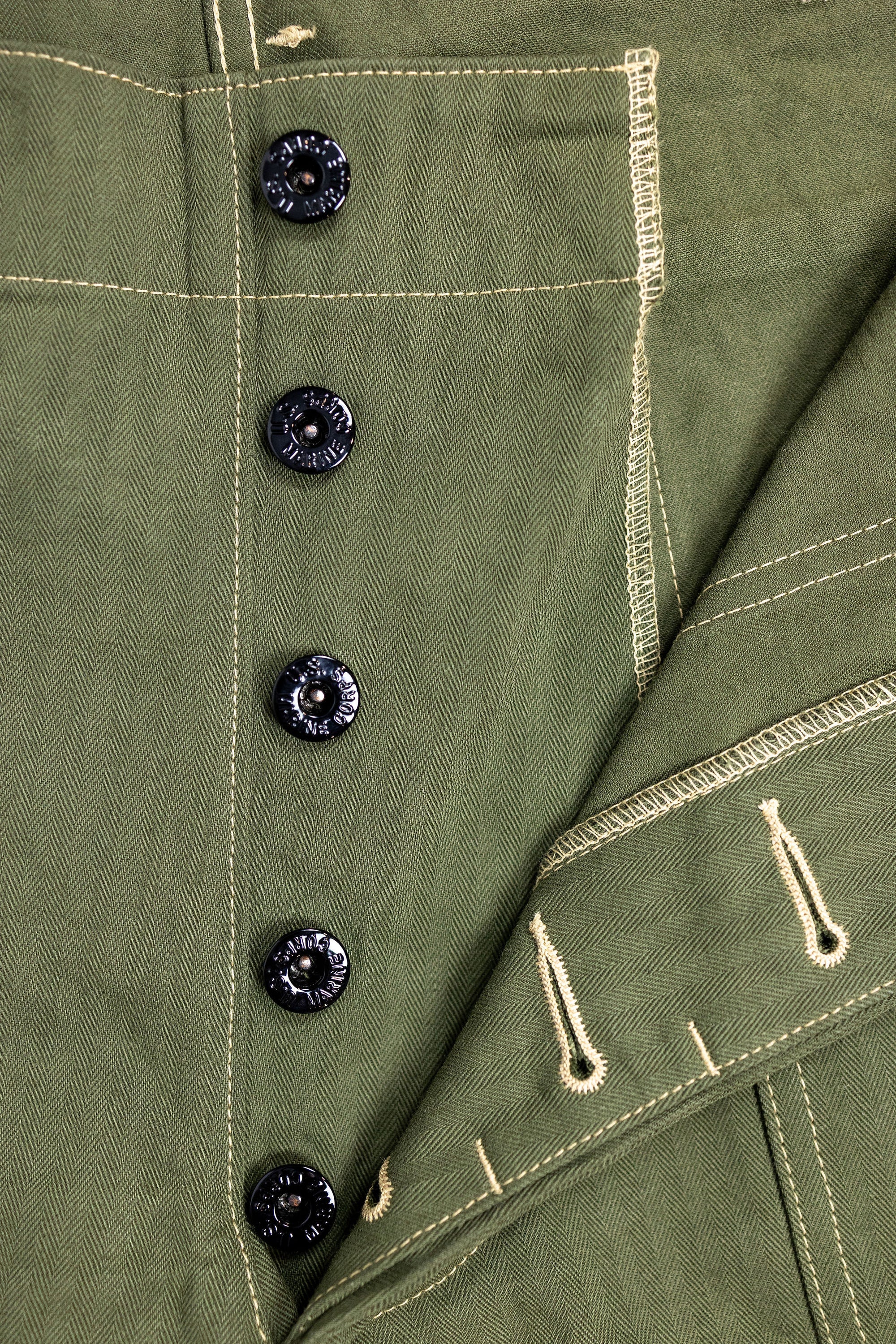 Buzz Rickson's BR42534 U.S. Marine Corps M-1941 Herringbone Pants - Olive