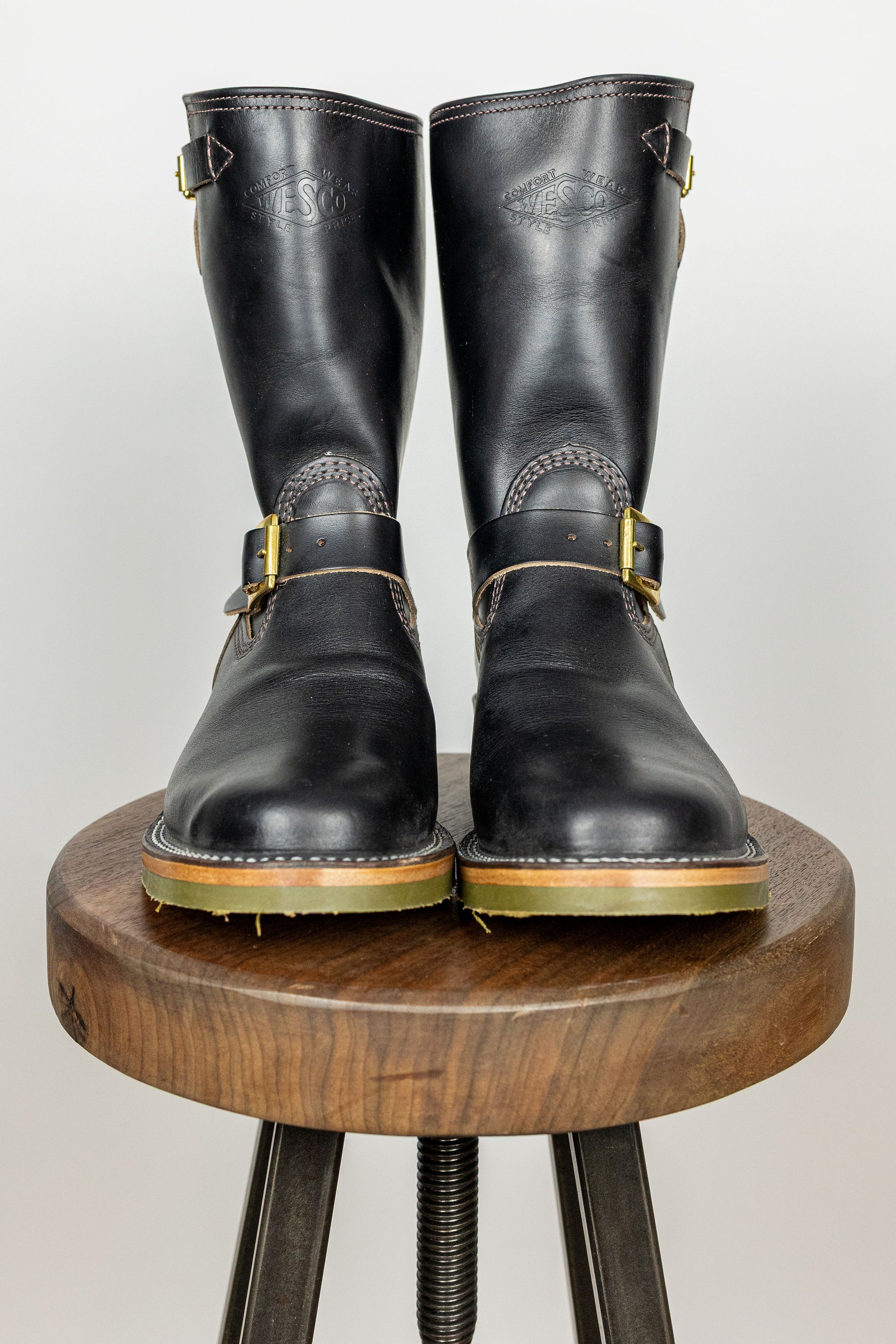 Wesco Boots Mister Lou - Horween Black Horsehide Green Super Grip Sole