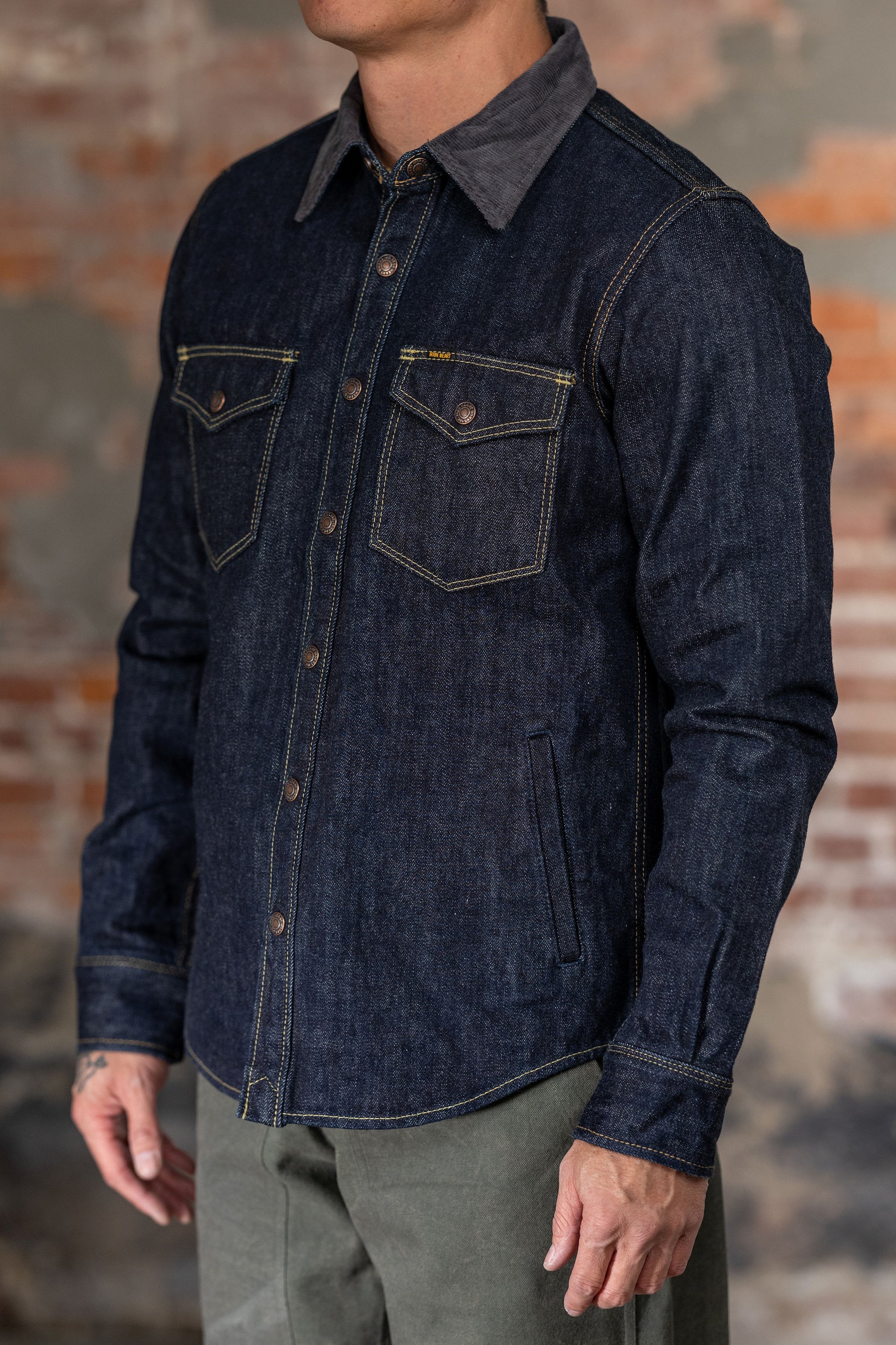 Iron Heart IHSH-427-IND 16oz Selvedge Denim CPO Shirt - Indigo