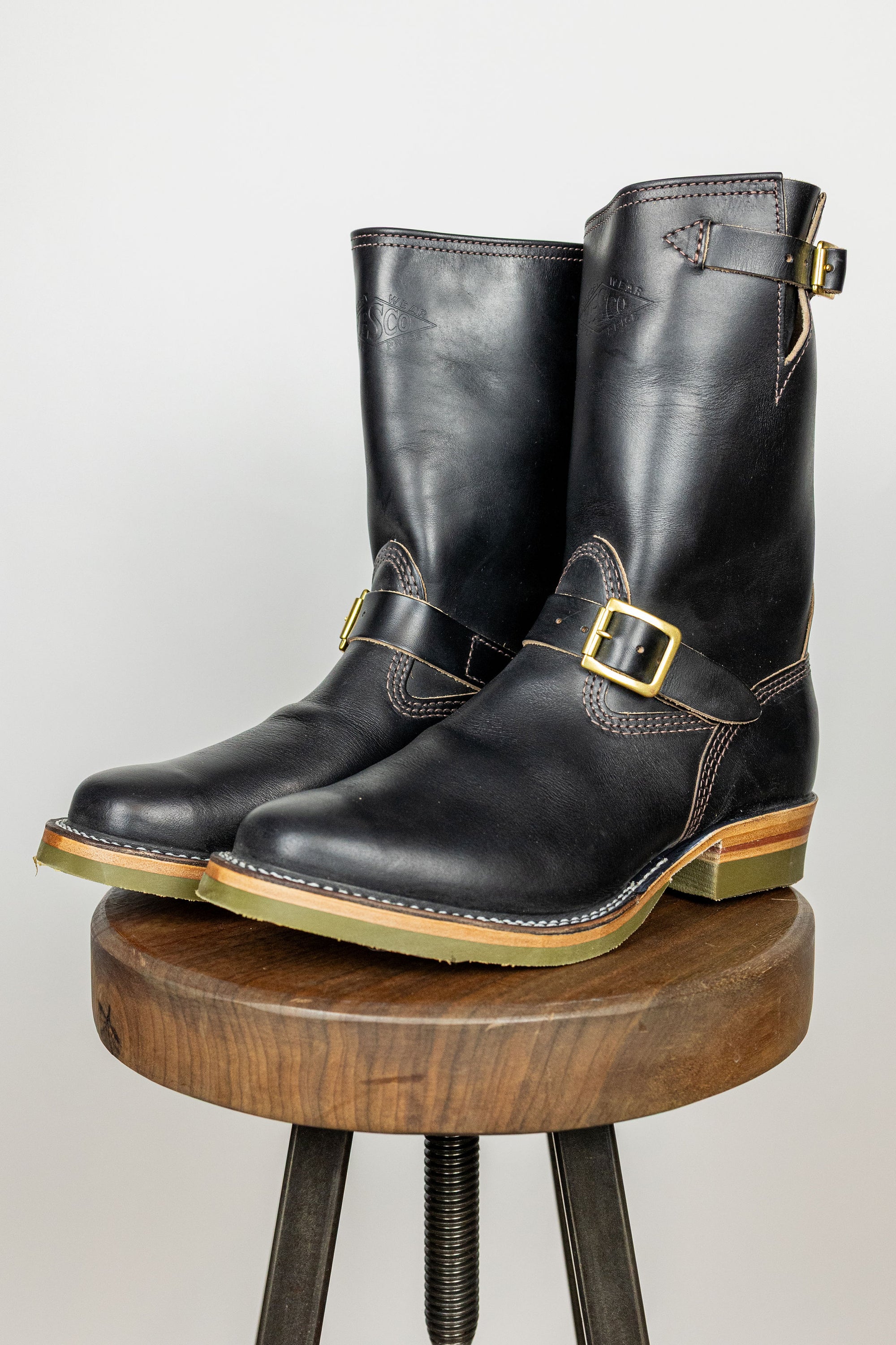 Wesco Boots Mister Lou - Horween Black Horsehide Green Super Grip Sole