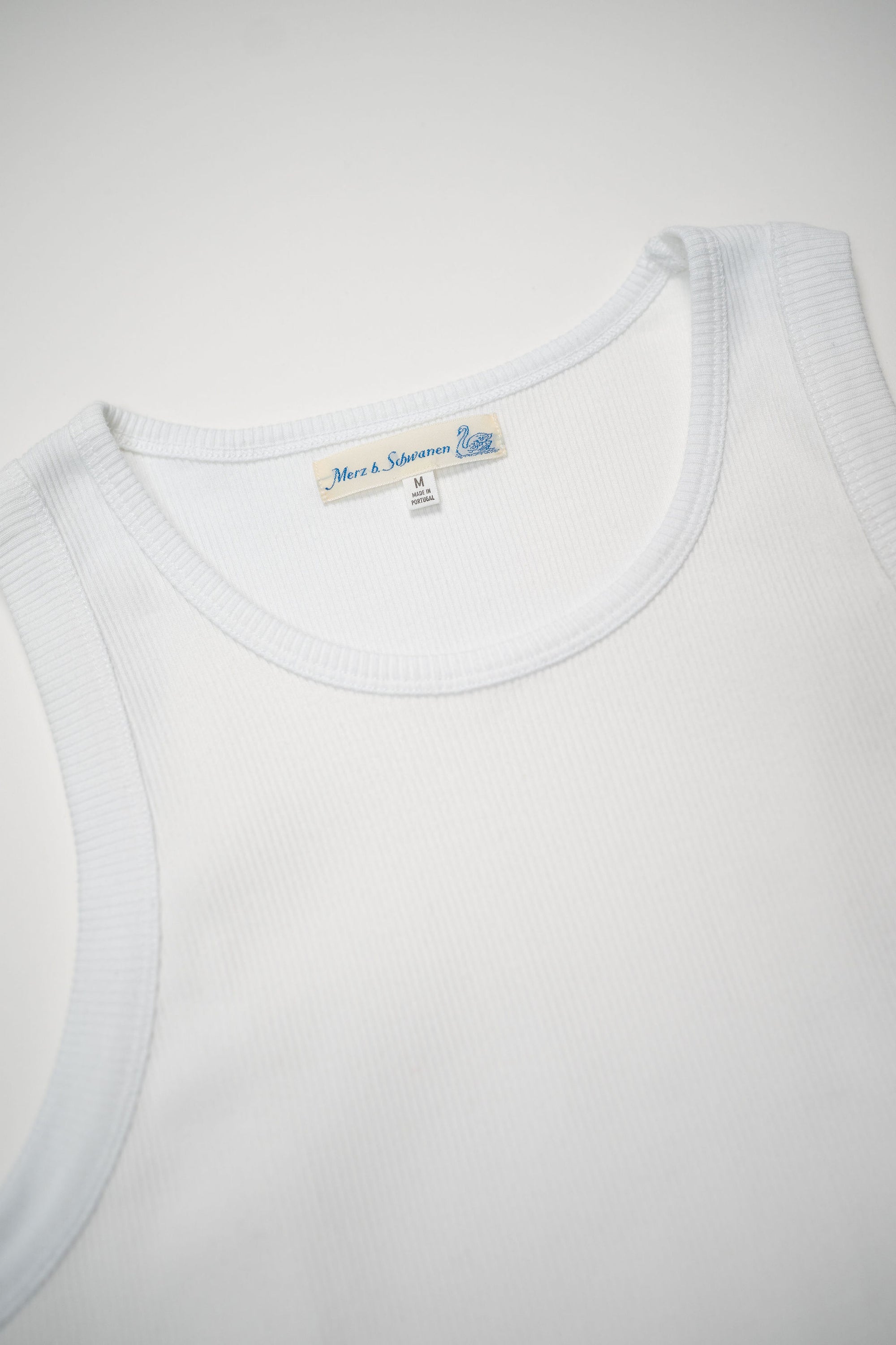 Merz b. Schwanen RIBTANK01 Good Basics 7.2oz Ribbed Tanktop - White