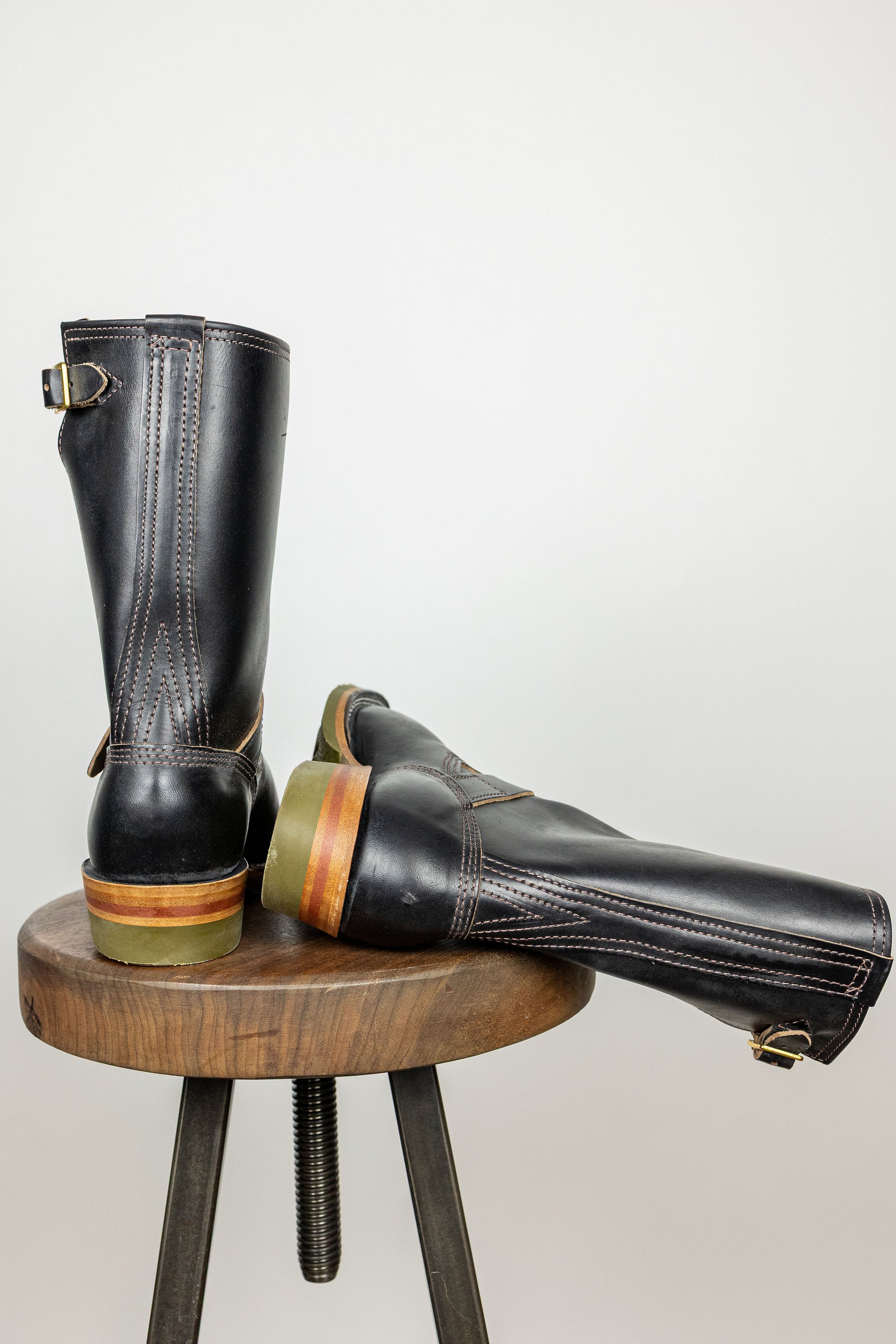 Wesco Boots Mister Lou - Horween Black Horsehide Green Super Grip Sole