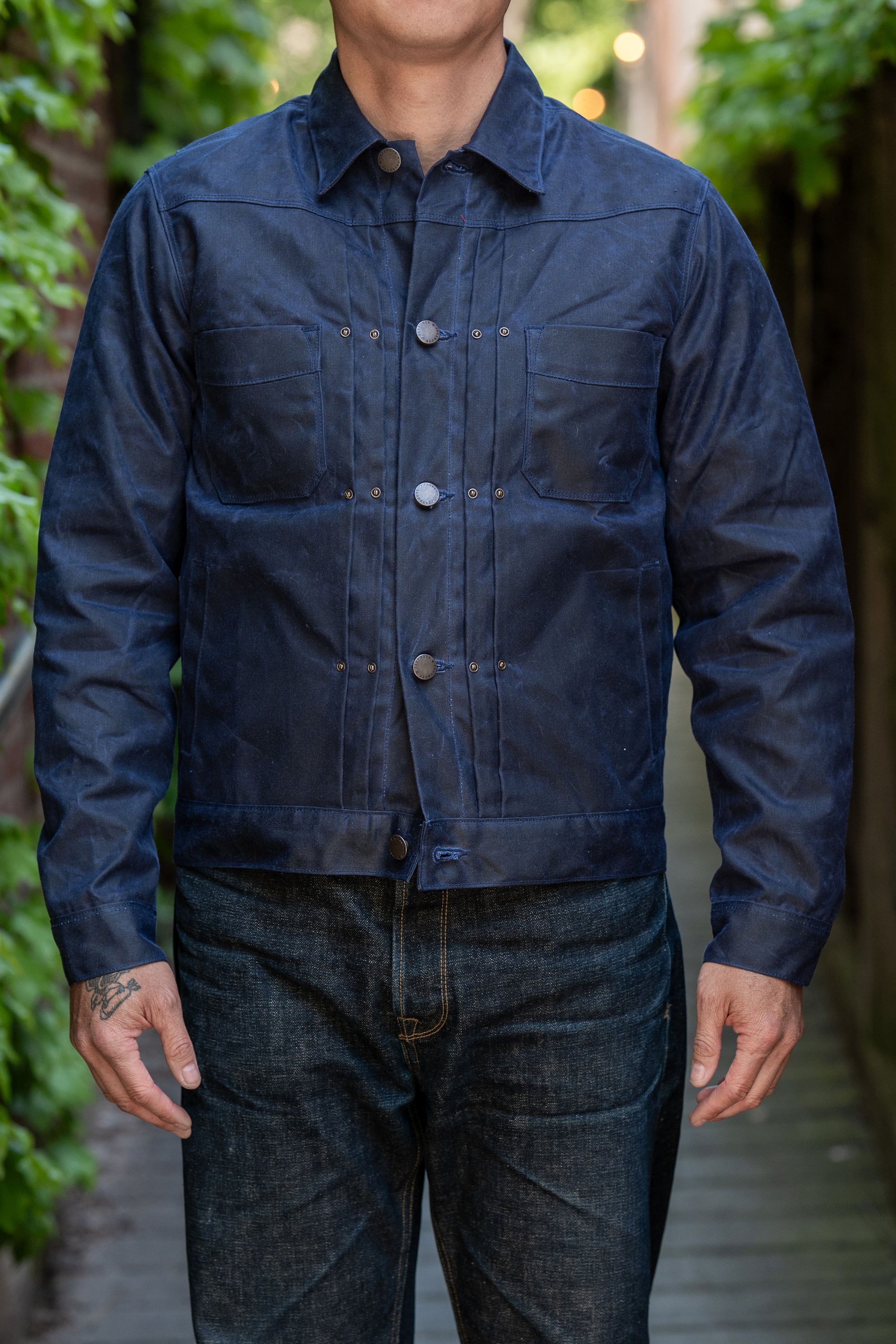 Freenote Cloth Waxed Riders Jacket - Navy