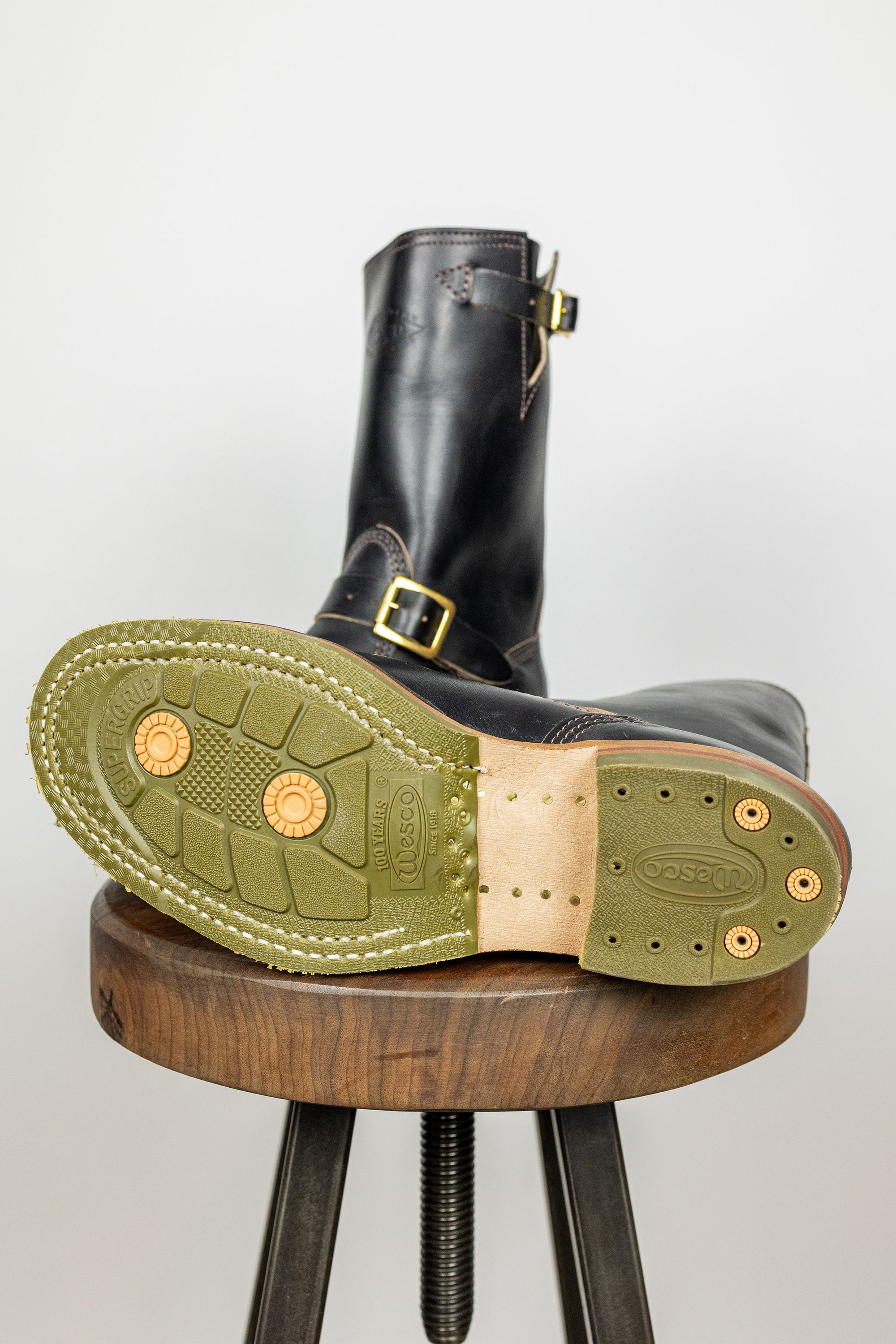 Wesco Boots Mister Lou - Horween Black Horsehide Green Super Grip Sole