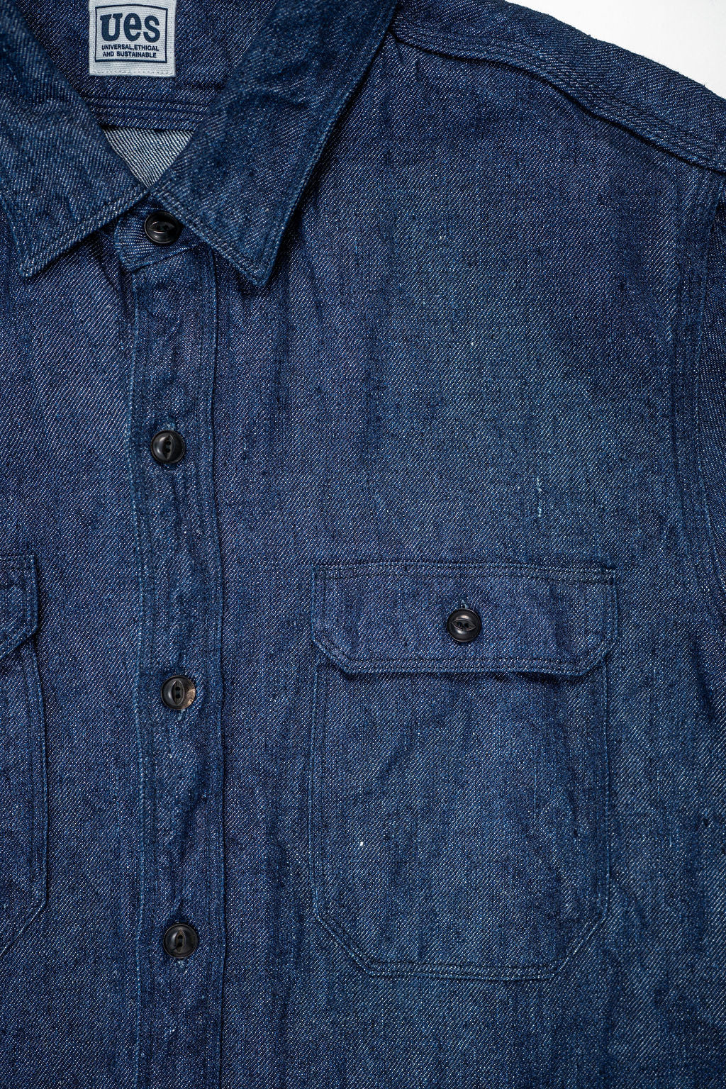 UES 502511 100% Linen Denim Shirt - Denim