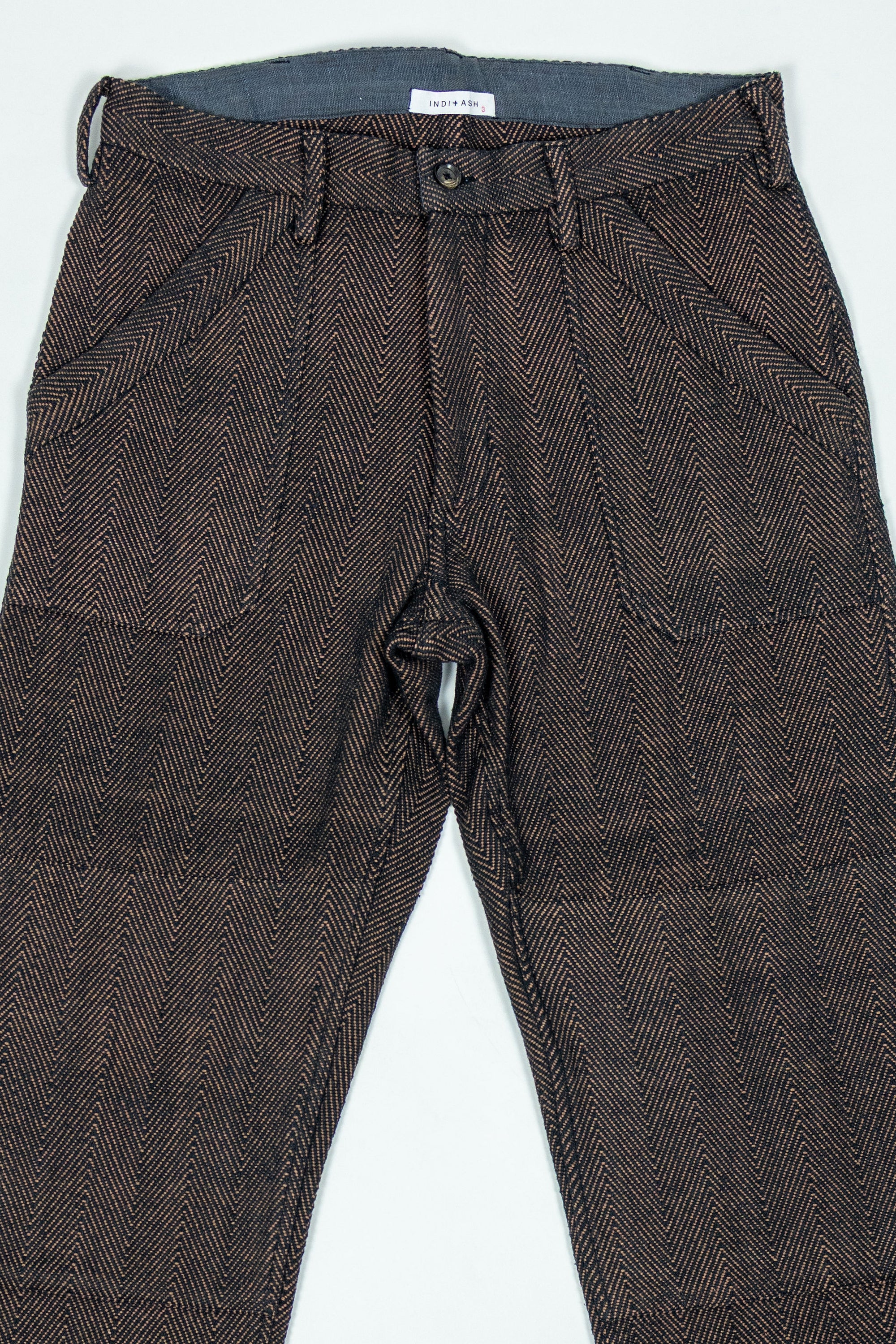 Indi + Ash Isaac Pant - Iron/Cutch Brick Handspun Herringbone