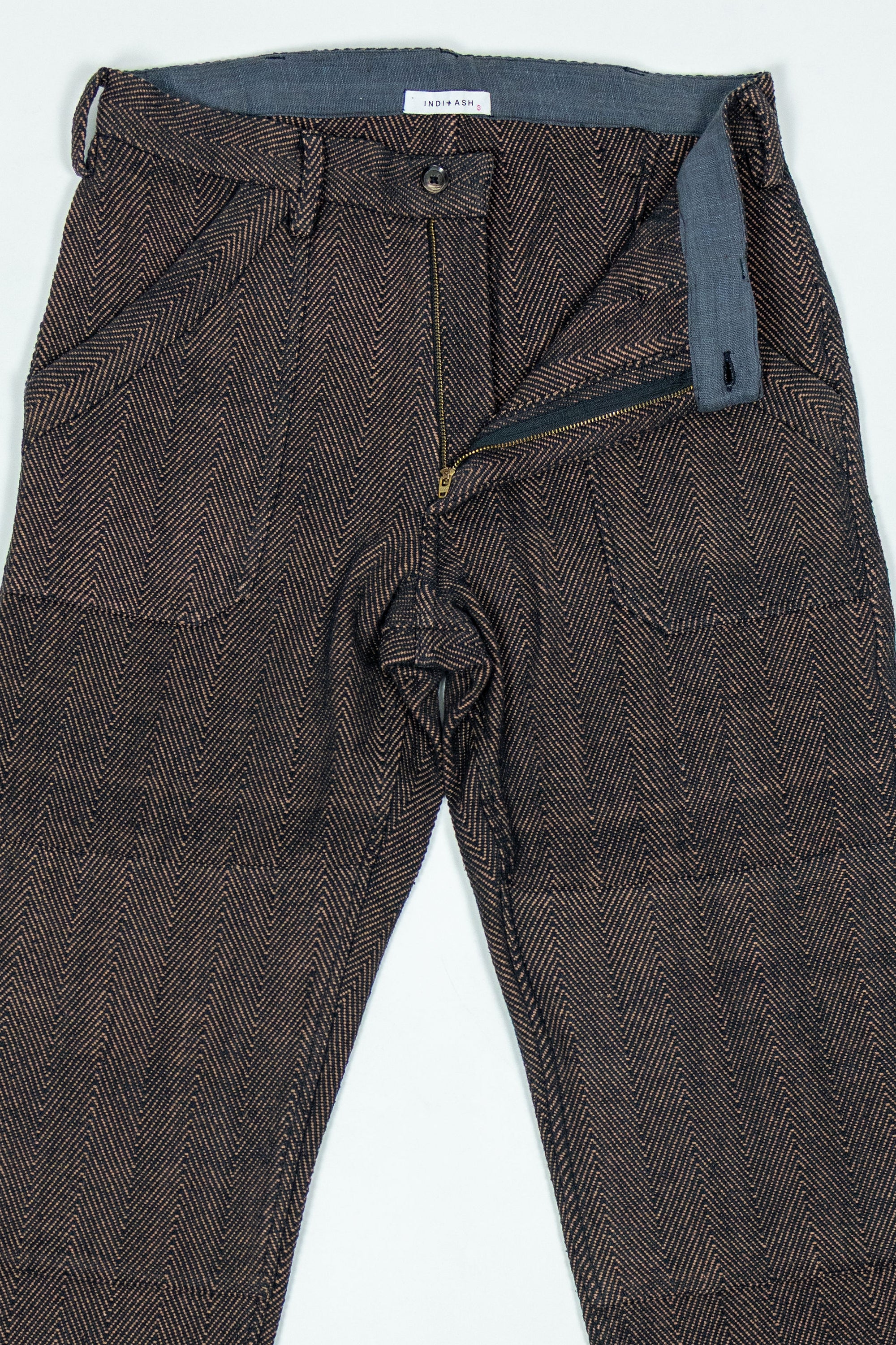 Indi + Ash Isaac Pant - Iron/Cutch Brick Handspun Herringbone