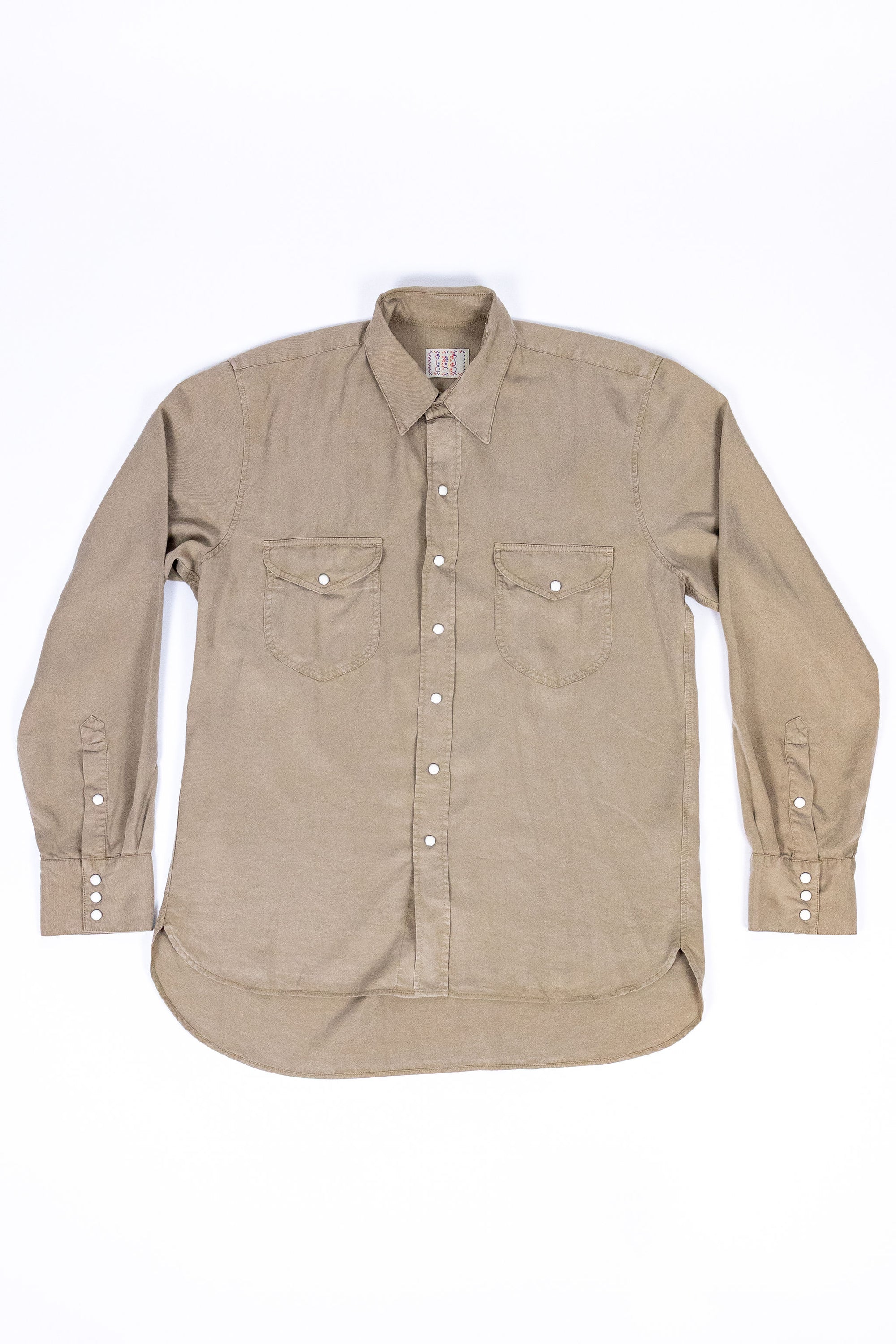 Wythe Tencel Gabardine Pearlsnap Shirt - Camp Khaki