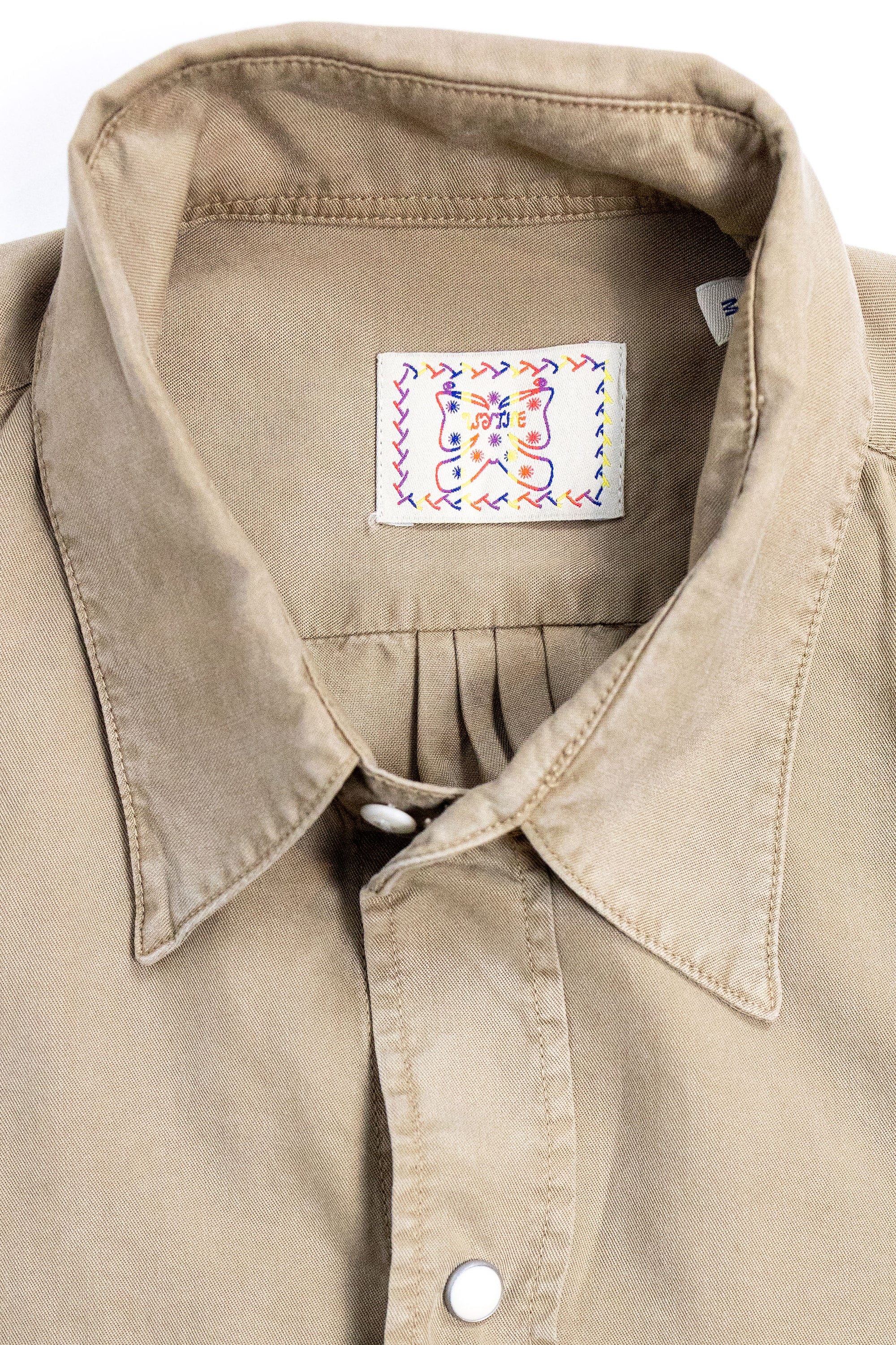 Wythe Tencel Gabardine Pearlsnap Shirt - Camp Khaki