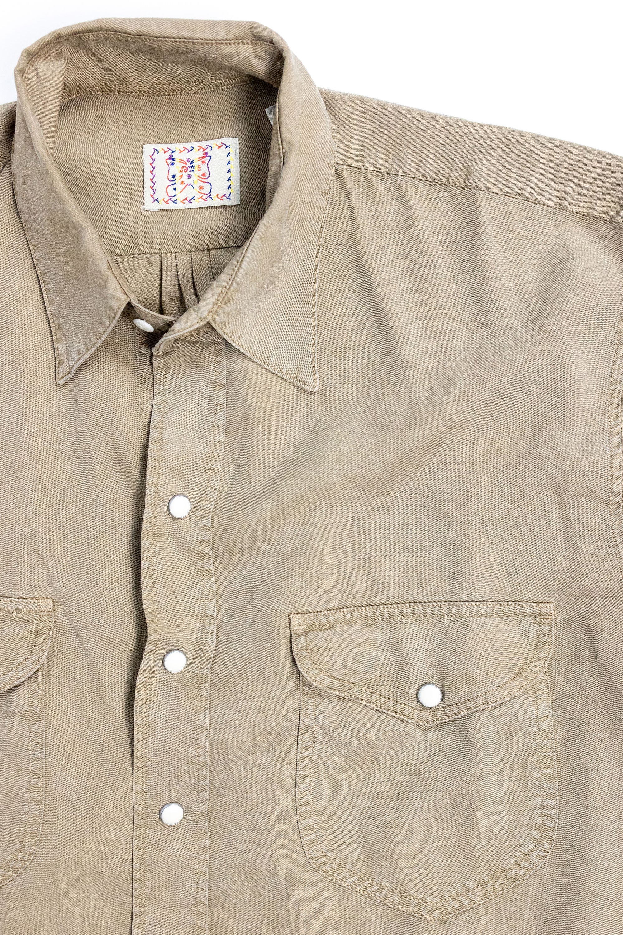 Wythe Tencel Gabardine Pearlsnap Shirt - Camp Khaki