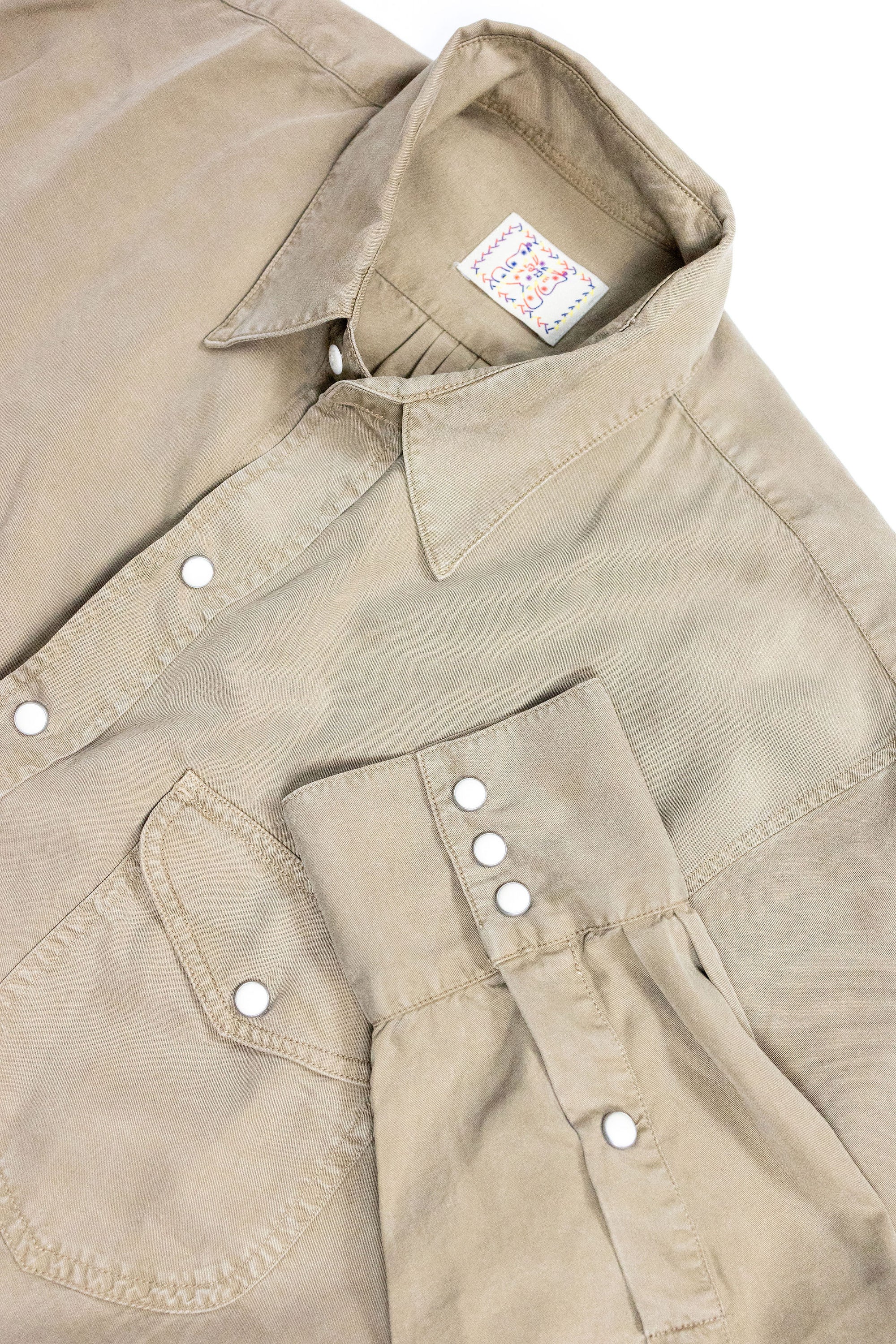 Wythe Tencel Gabardine Pearlsnap Shirt - Camp Khaki
