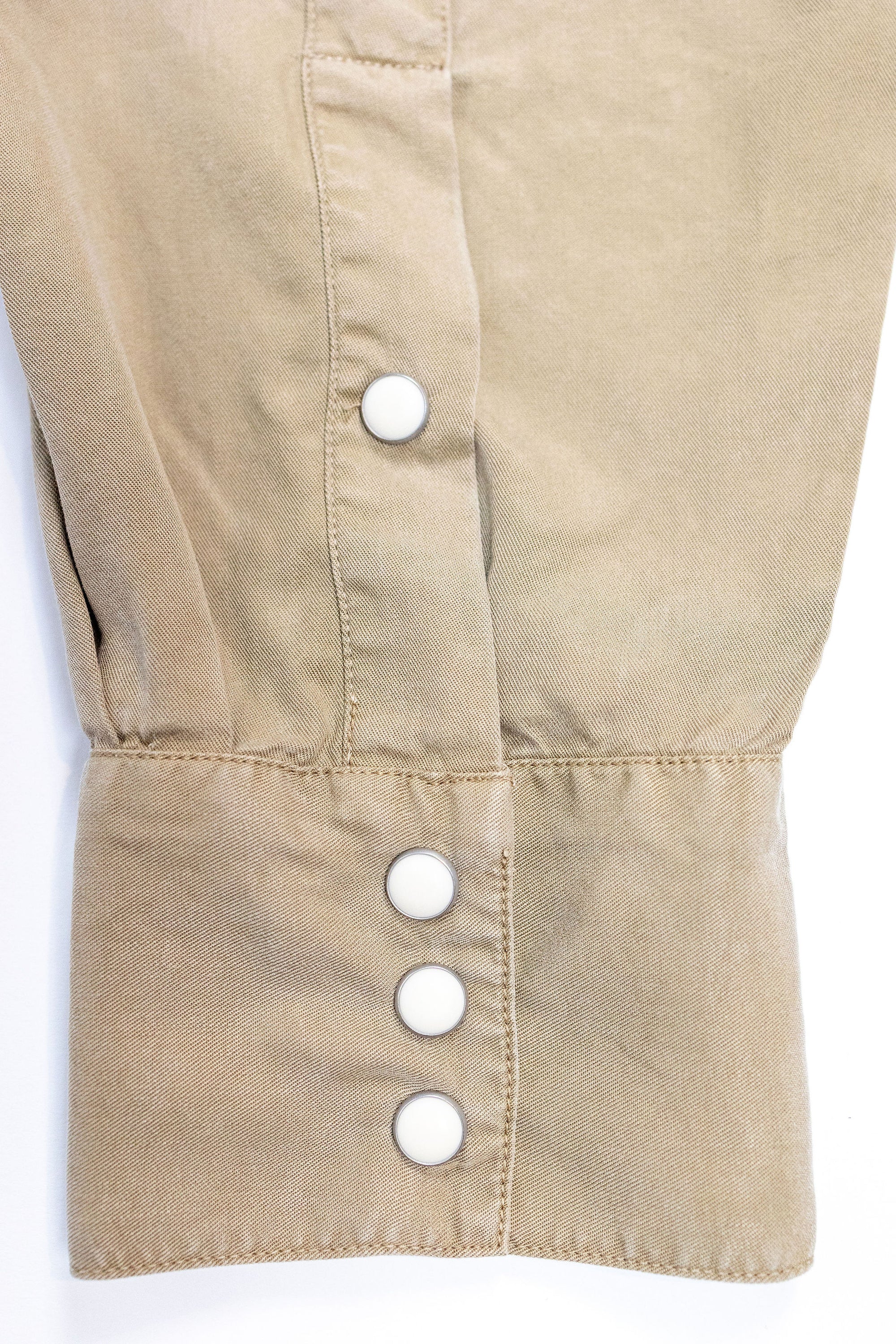 Wythe Tencel Gabardine Pearlsnap Shirt - Camp Khaki