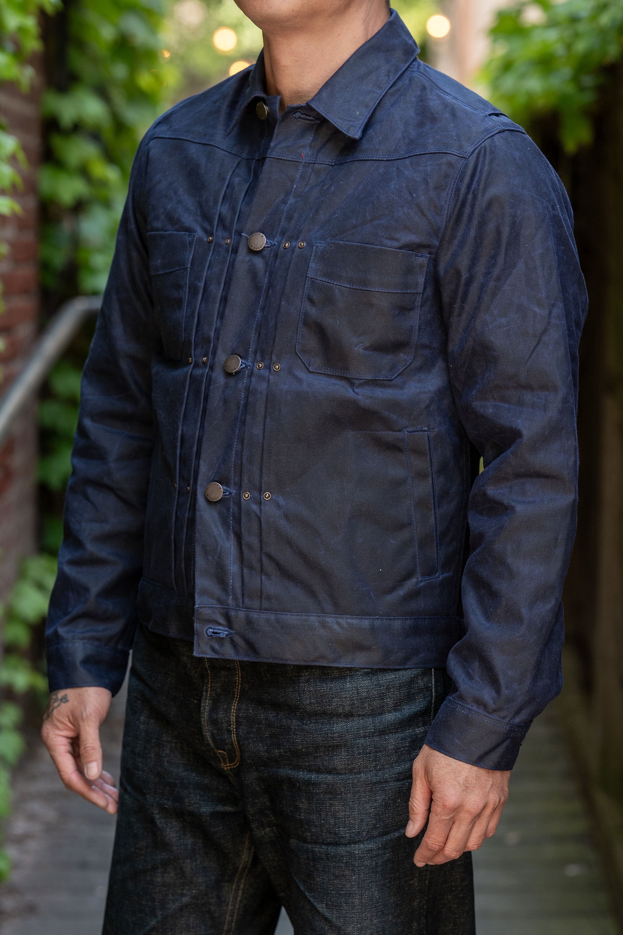 Freenote Cloth Waxed Riders Jacket - Navy
