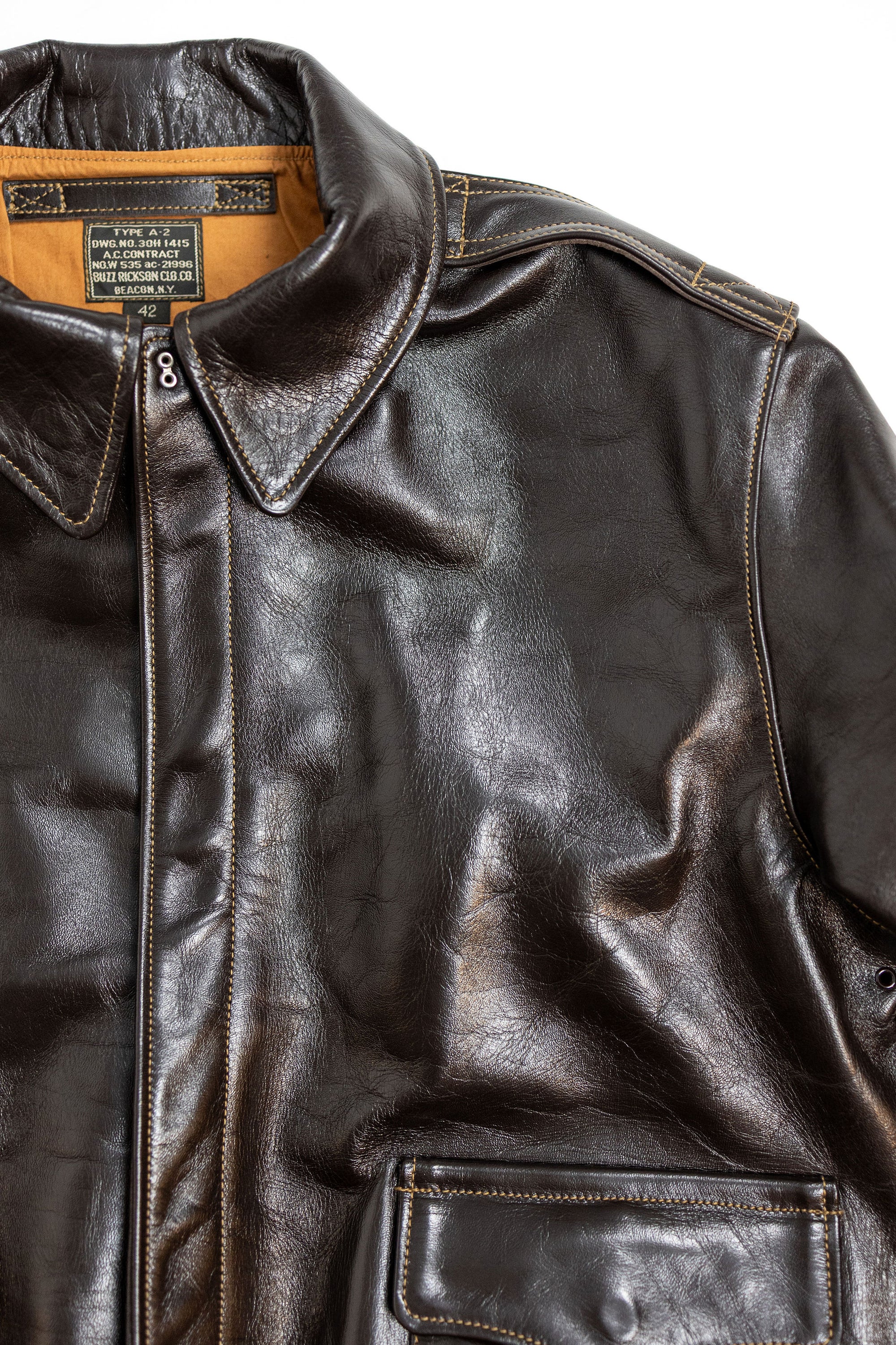 Buzz Rickson's BR80644 Type A-2 “Contract no. w535 AC-21996 Buzz Rickson Clo. Co. - S/Brown