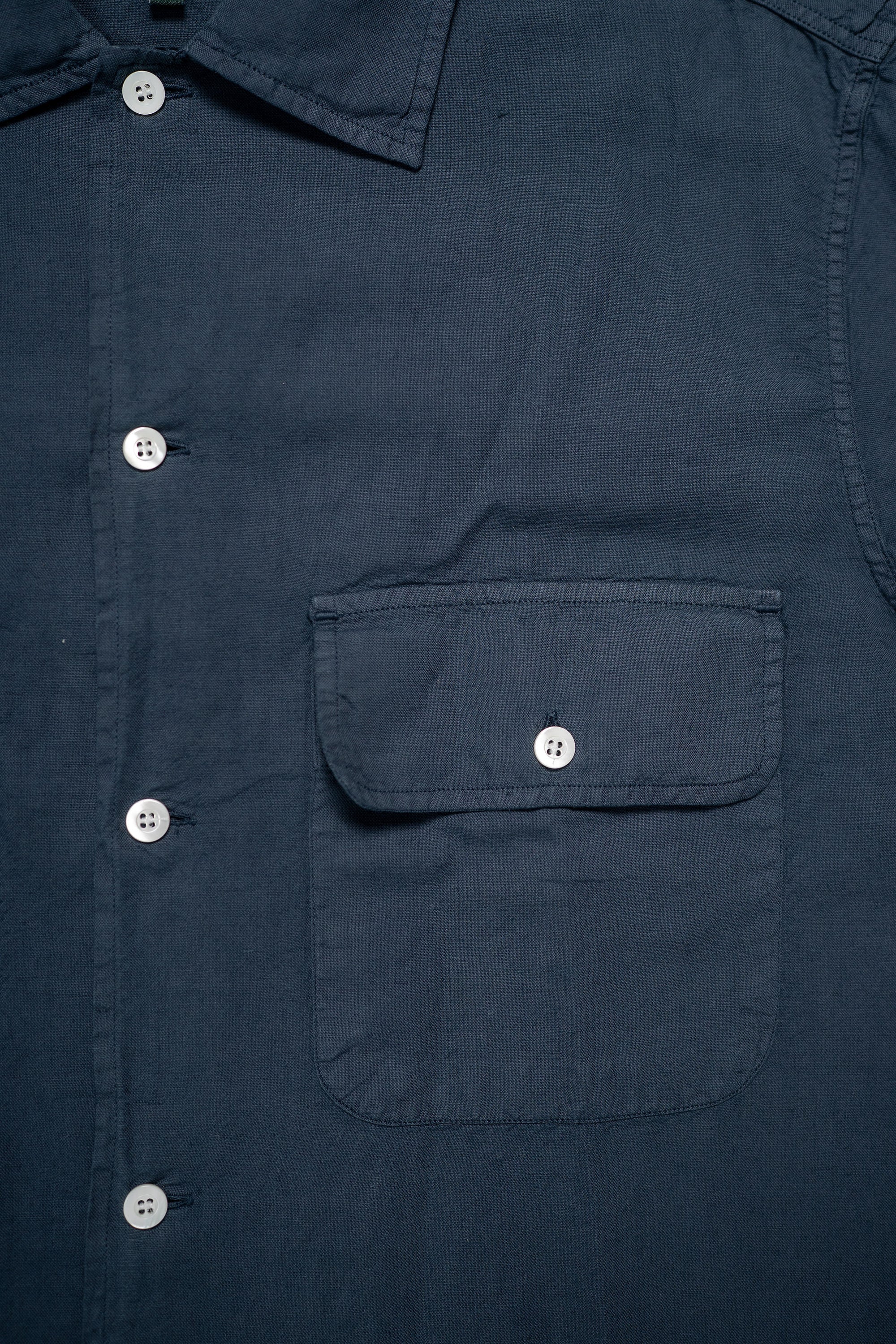 Knickerbocker Mar Cotton & Linen Shirt - Navy