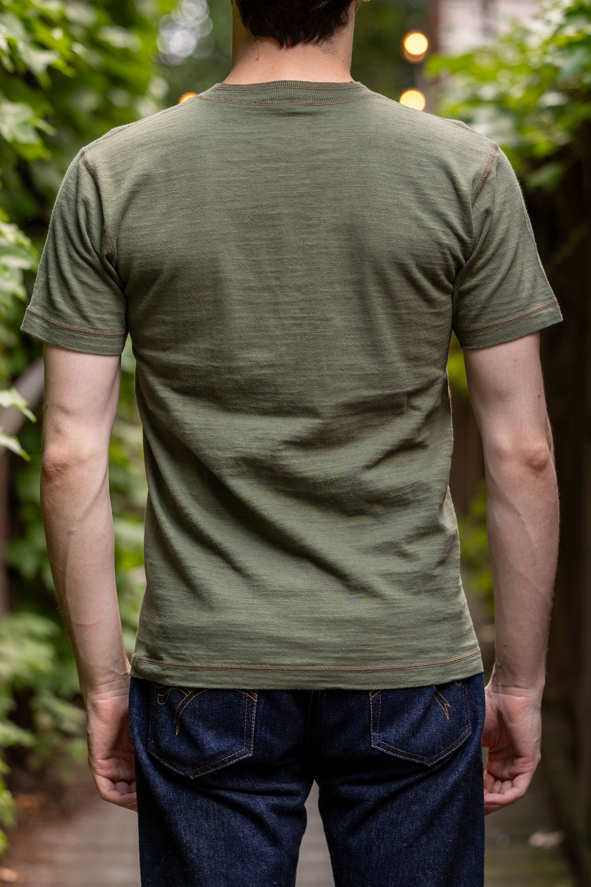 Buzz Rickson's BR79192 Slub Yarn Henley Neck T-Shirt - Olive