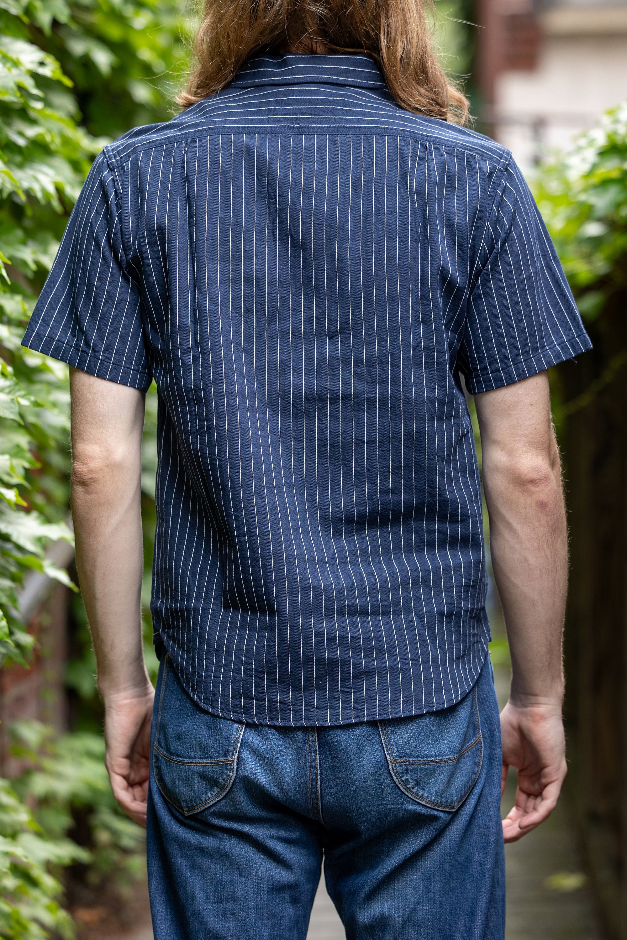Sugar Cane Coke Stripe Work Shirt - Navy