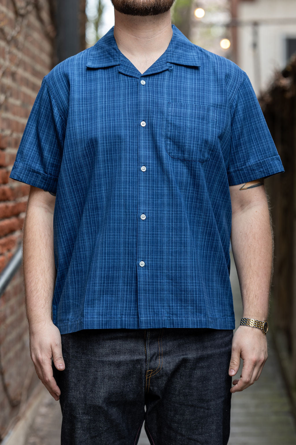3sixteen Vacation Shirt - Indigo Microcheck
