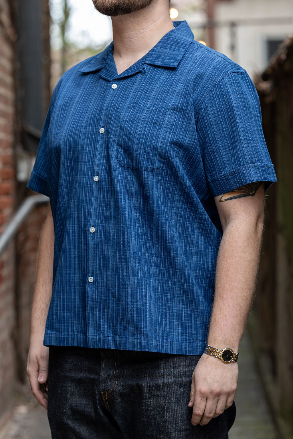 3sixteen Vacation Shirt - Indigo Microcheck