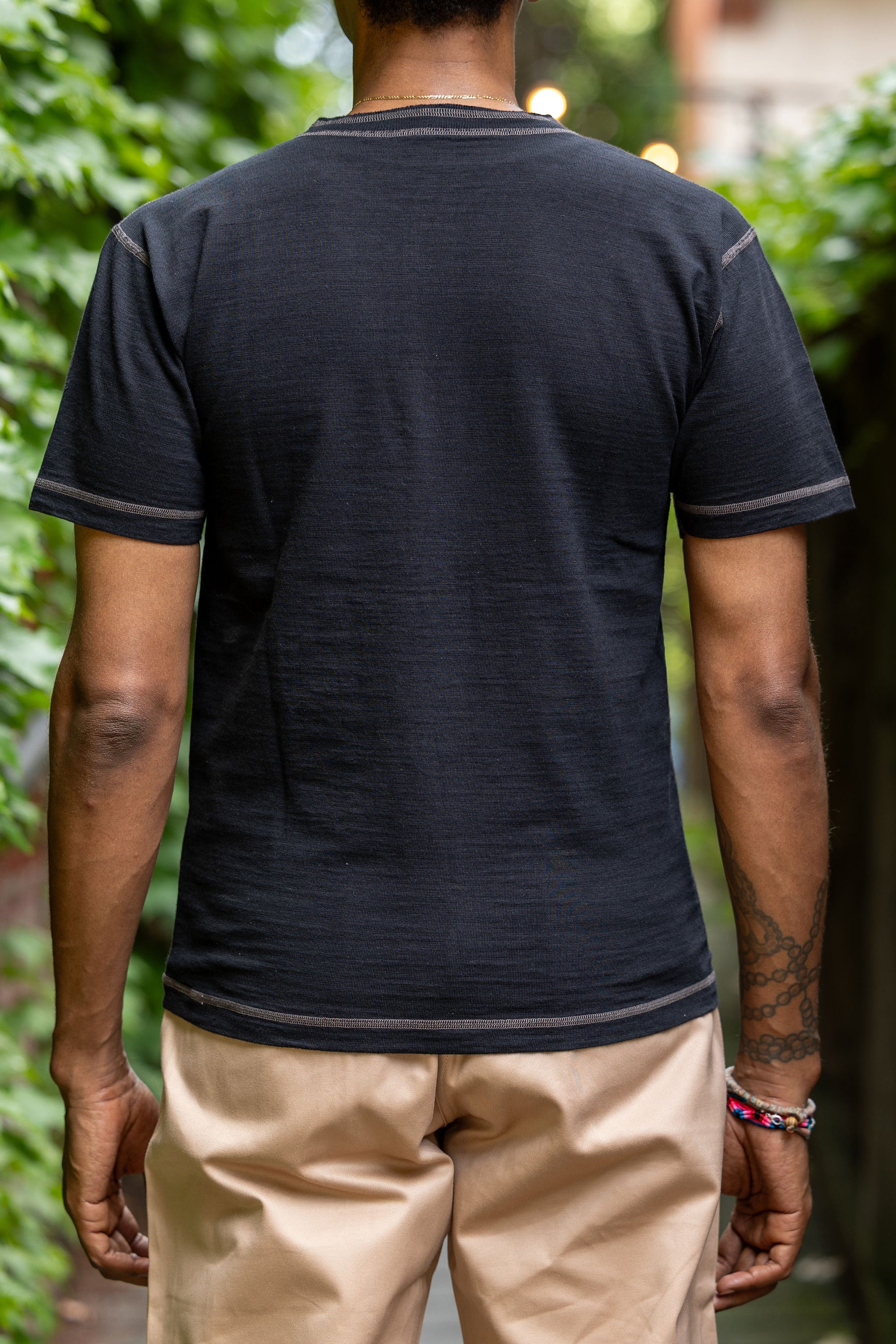 Buzz Rickson's BR79192 Slub Yarn Henley Neck T-Shirt - Black