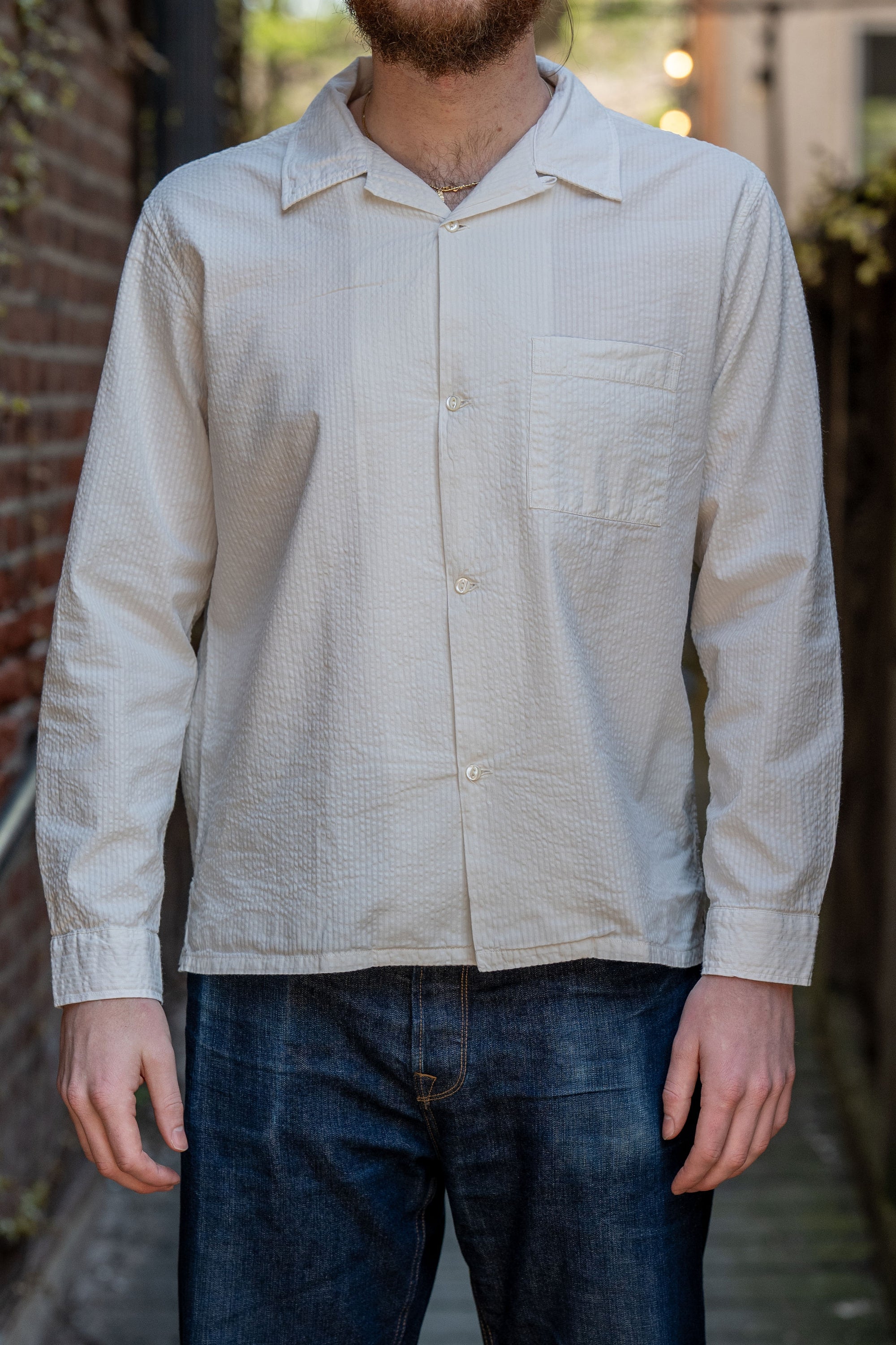 Knickerbocker Fulton Seersucker Shirt - Bone