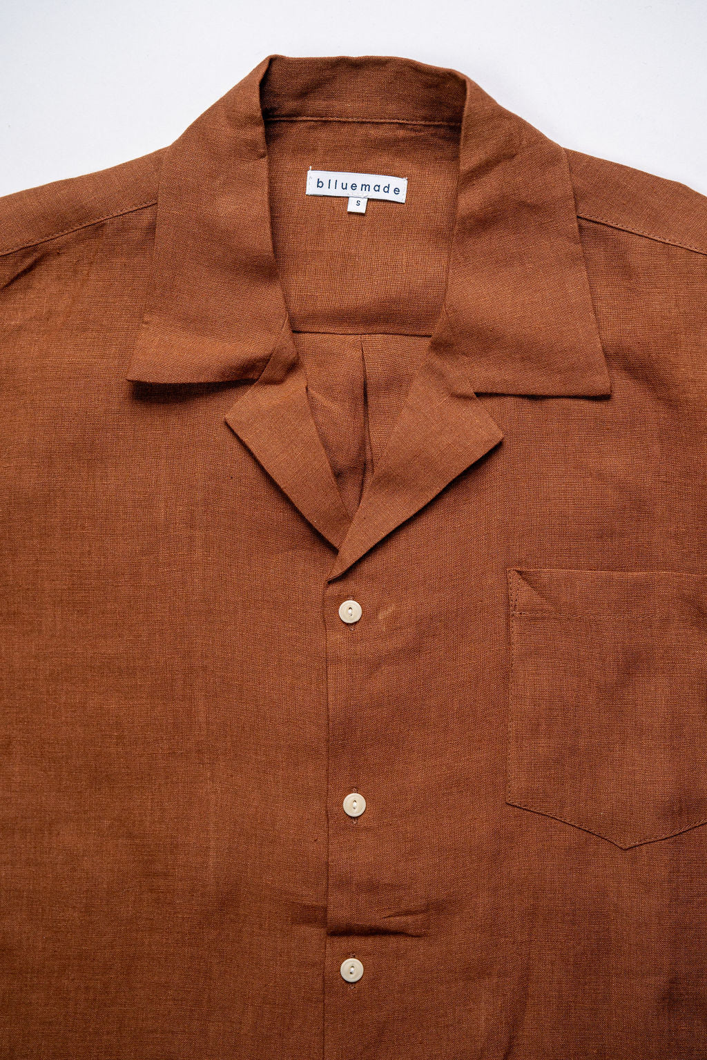 Blluemade Spread Collar Shirt - Leather Belgian Linen