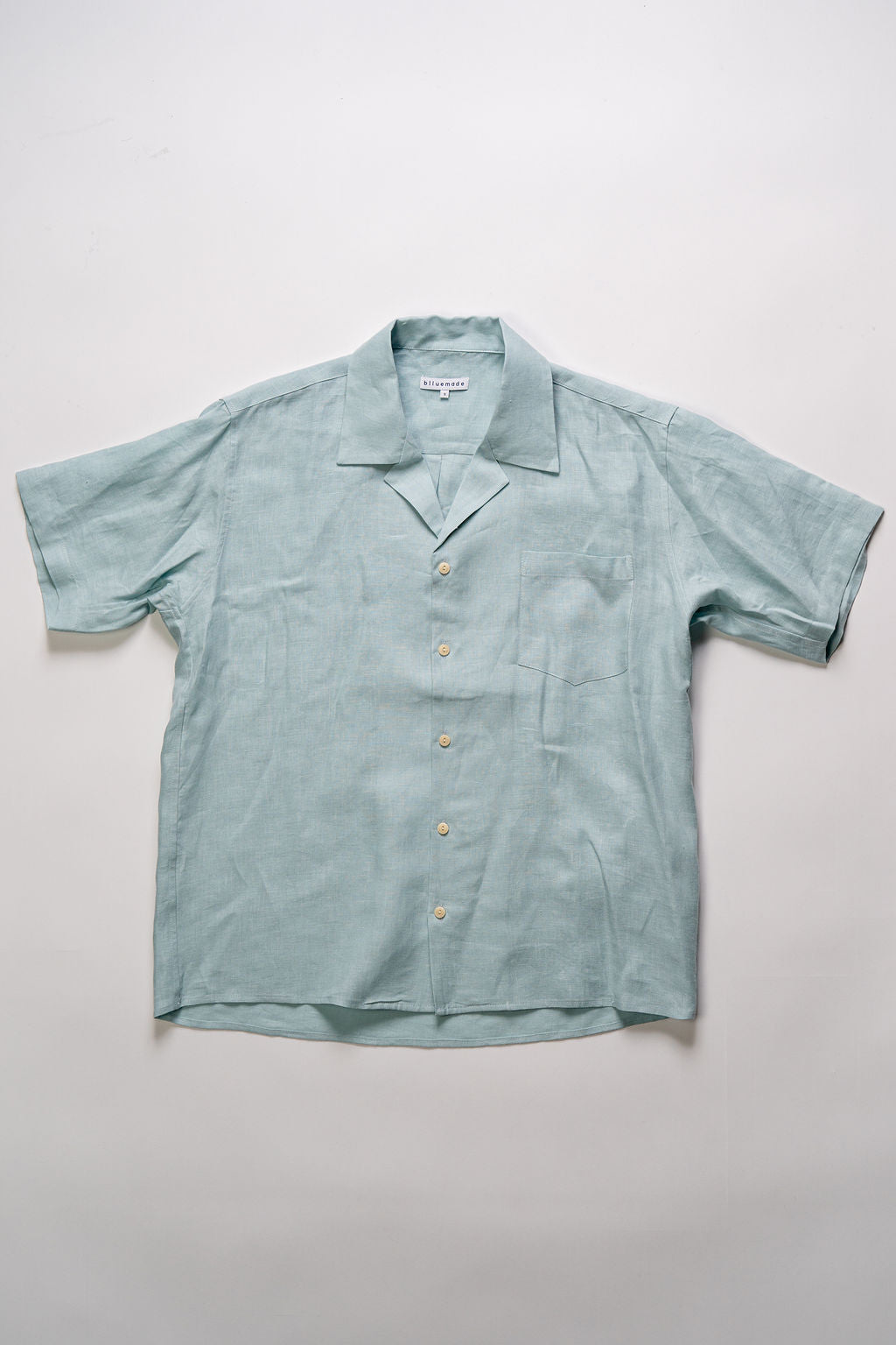 Blluemade Spread Collar Shirt - Light Blue Belgian Linen